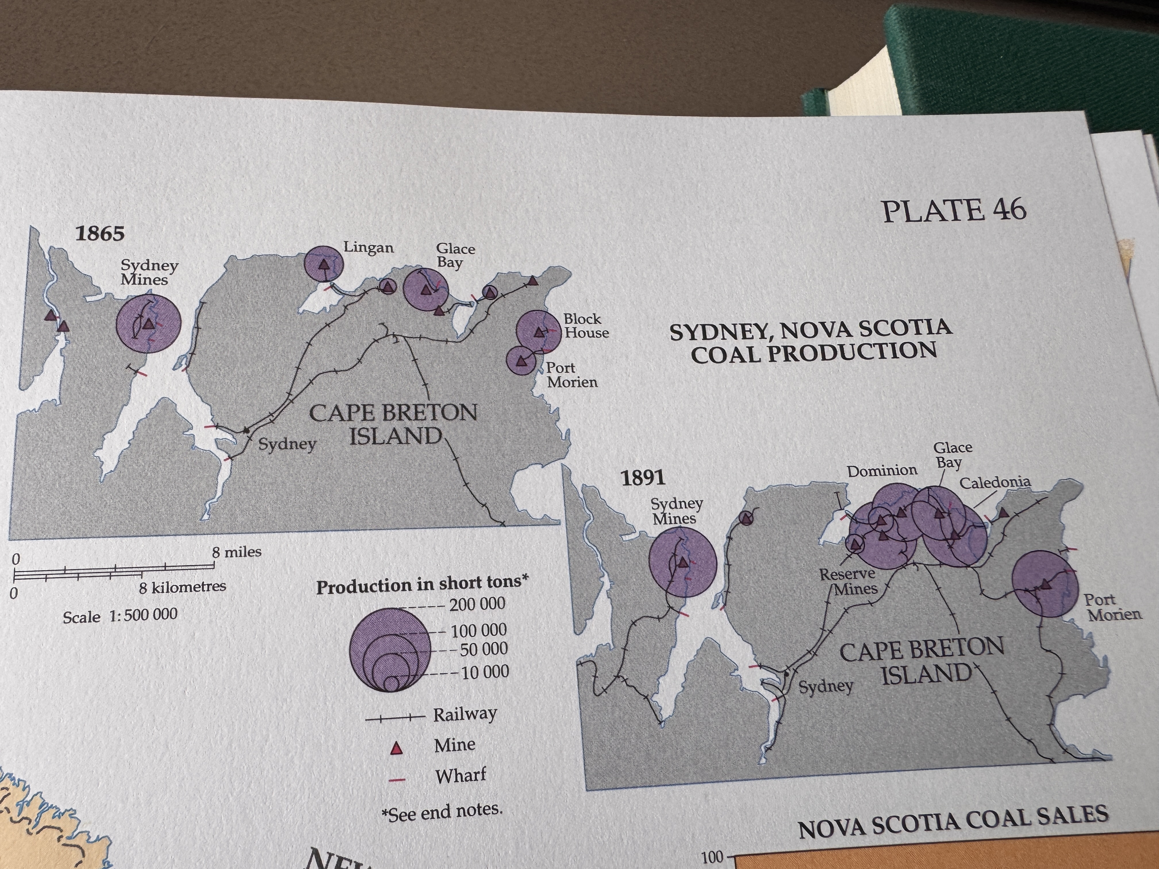 It's the same story for coal, which came from Sydney's own coal field, Canada's most important in 1900.  Here, in maps for 1865 and 1891, yo