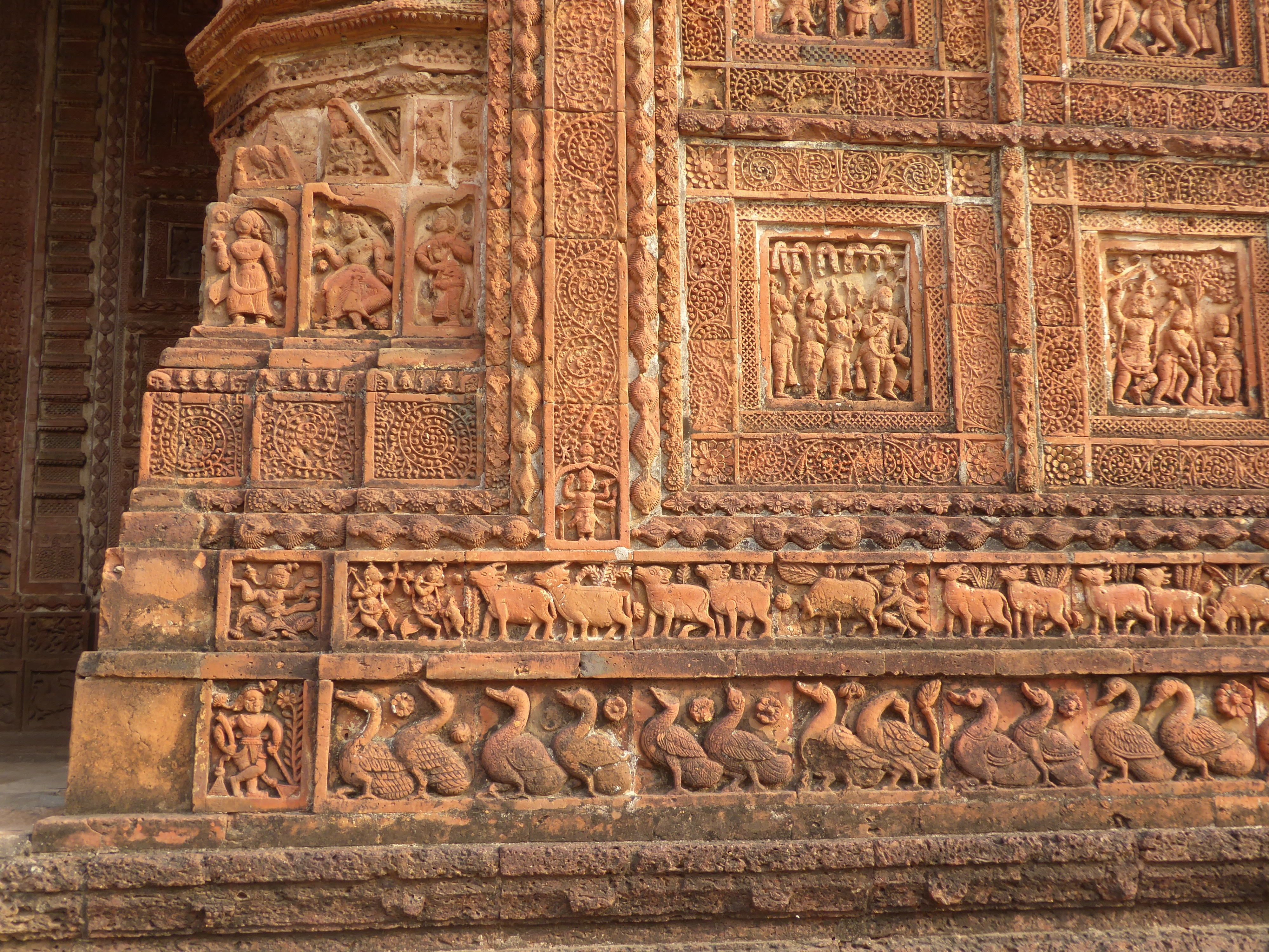 Michell writes p. 91-2: "The sculptures of the early temples at Bishnupur represent the first great monumental expression of Hindu terra-cot