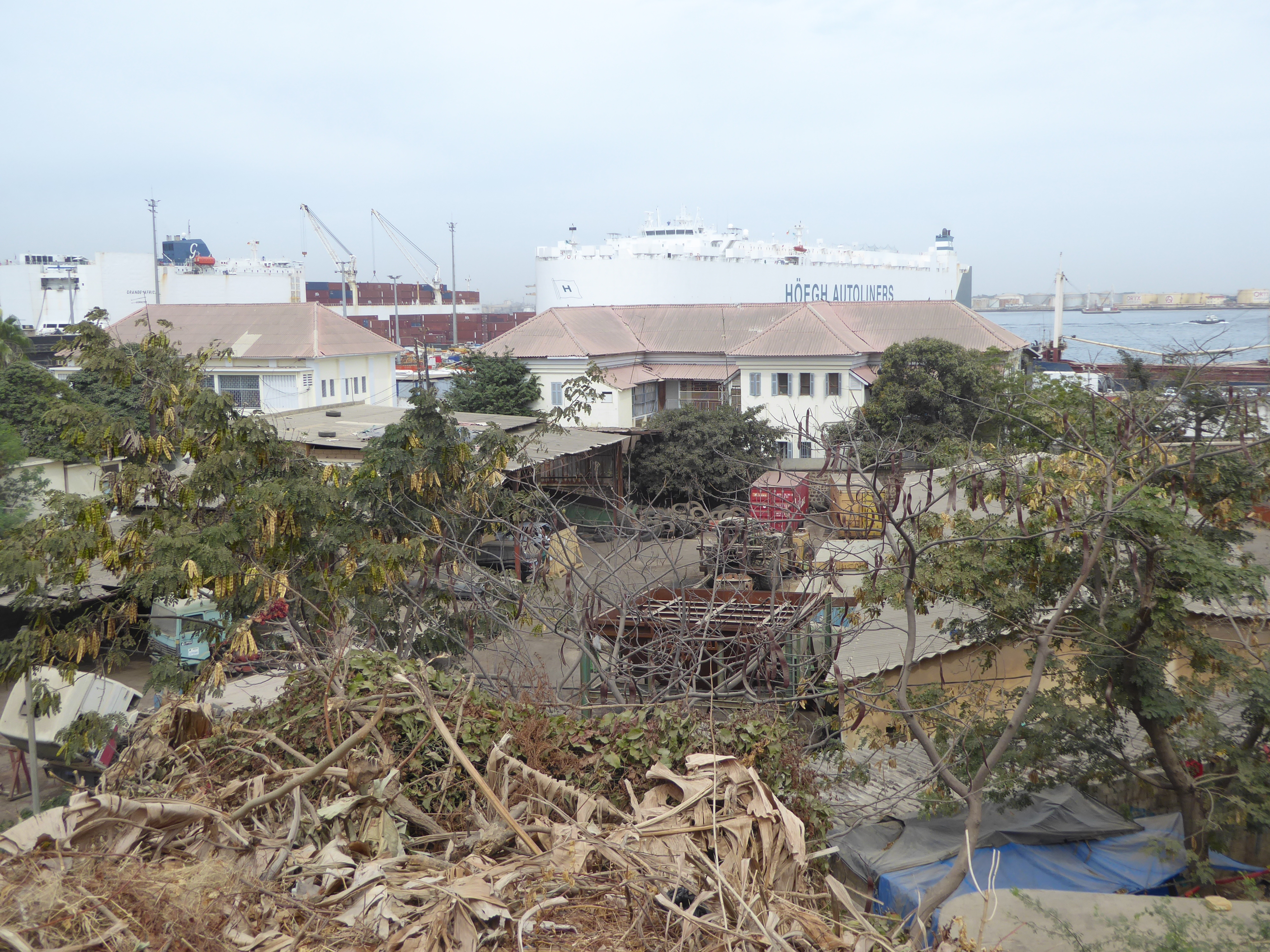 This is a real port, in other words, second in West Africa only to Abidjan and Lagos. The docks are largely on fill overlooked by a natural
