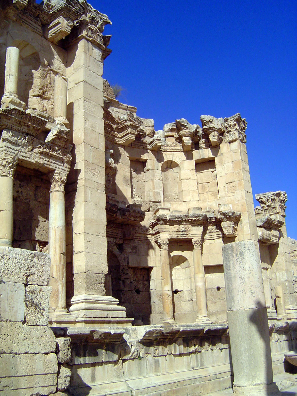 Still farther north on the cardo is the fountain of the Nymphaeum—still with holes from which water once poured.