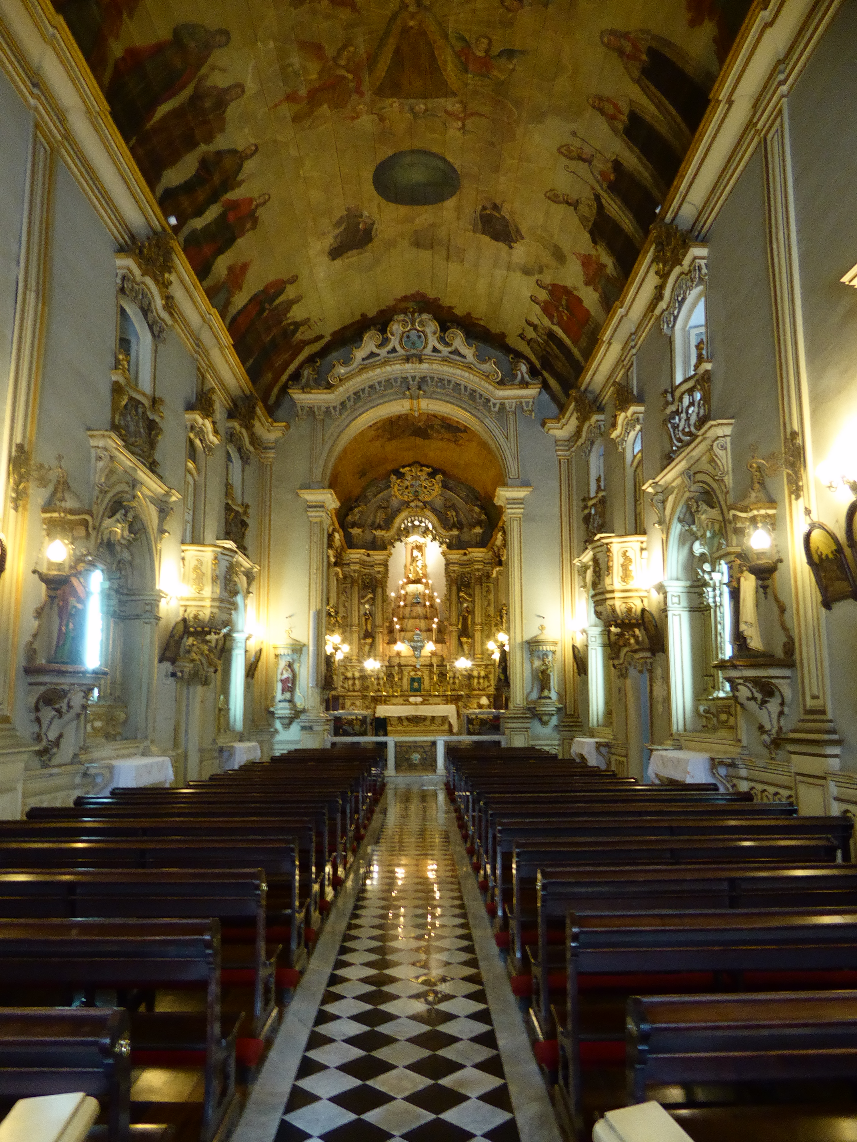 Here's the interior, simple in outline but rococo in detail. The painting is by Frei Jesuino of Monte Carmelo 1764-1819, a mulatto son of a
