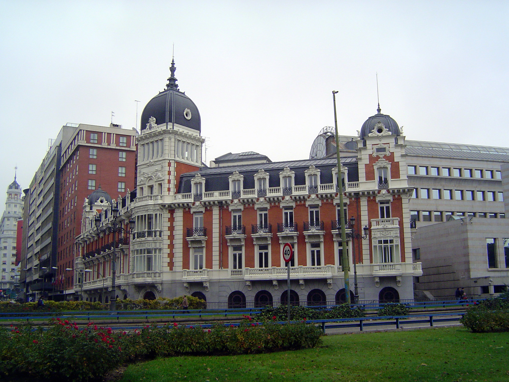Several buildings face the plaza. Among them is this one, completed in 1899 by the Compania Asturiana de Minas, an international coal- and z