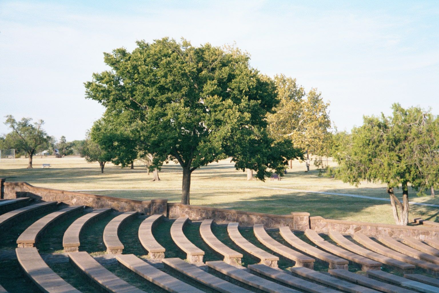 Another vestige of Rooseveltian Norman: the outdoor theater in the city's first park. The theater was built by the CCC, which was amazingly