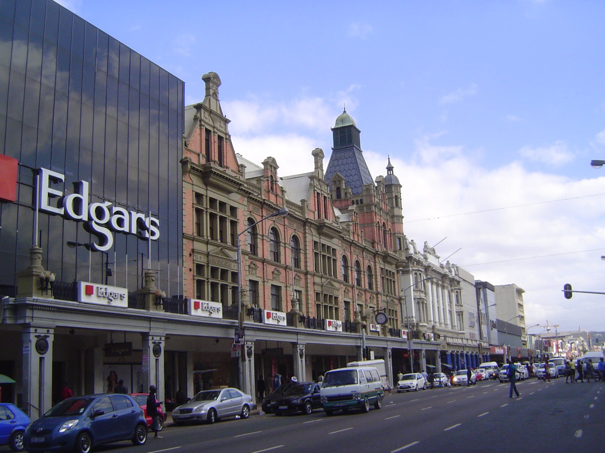 The most picturesque building may be a few blocks away on West Pixley ka Seme. It's the old Greenacre's department store of 1901, now Edgar'