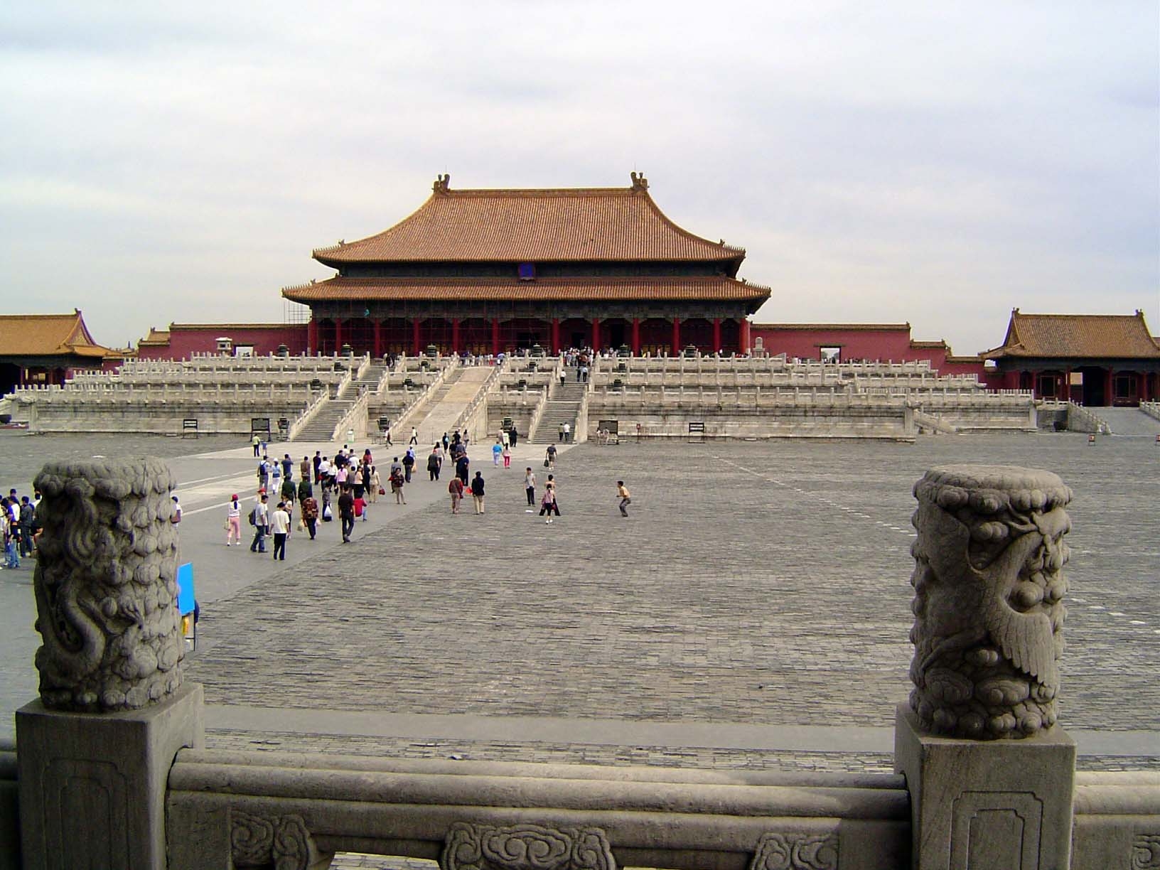 We've passed through the Gate of Supreme Harmony and are now in the immense courtyard before the double-eaved, hip-roofed Hall of Supreme Ha