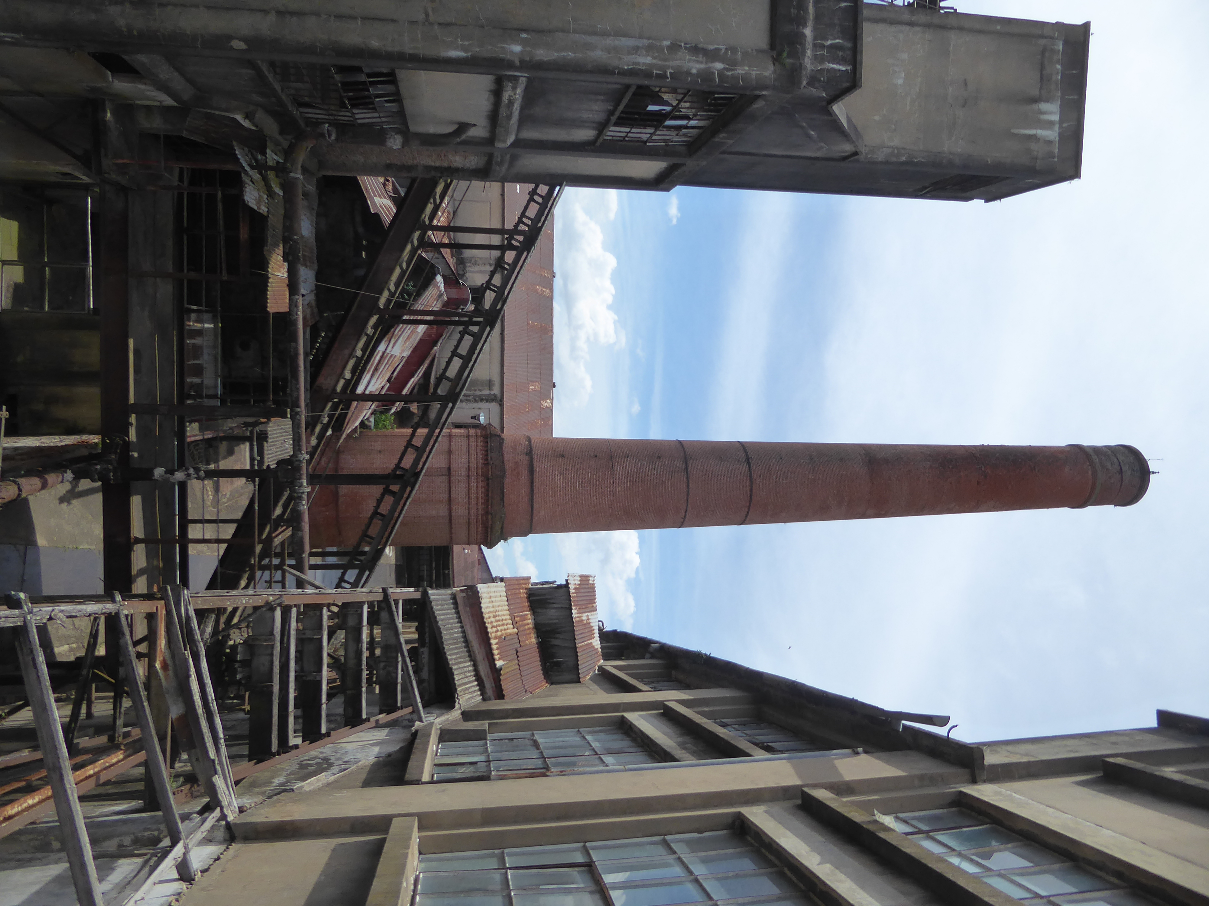 From that path, here's a view of the boiler-room chimney, flanking the building where beef was made into extract.