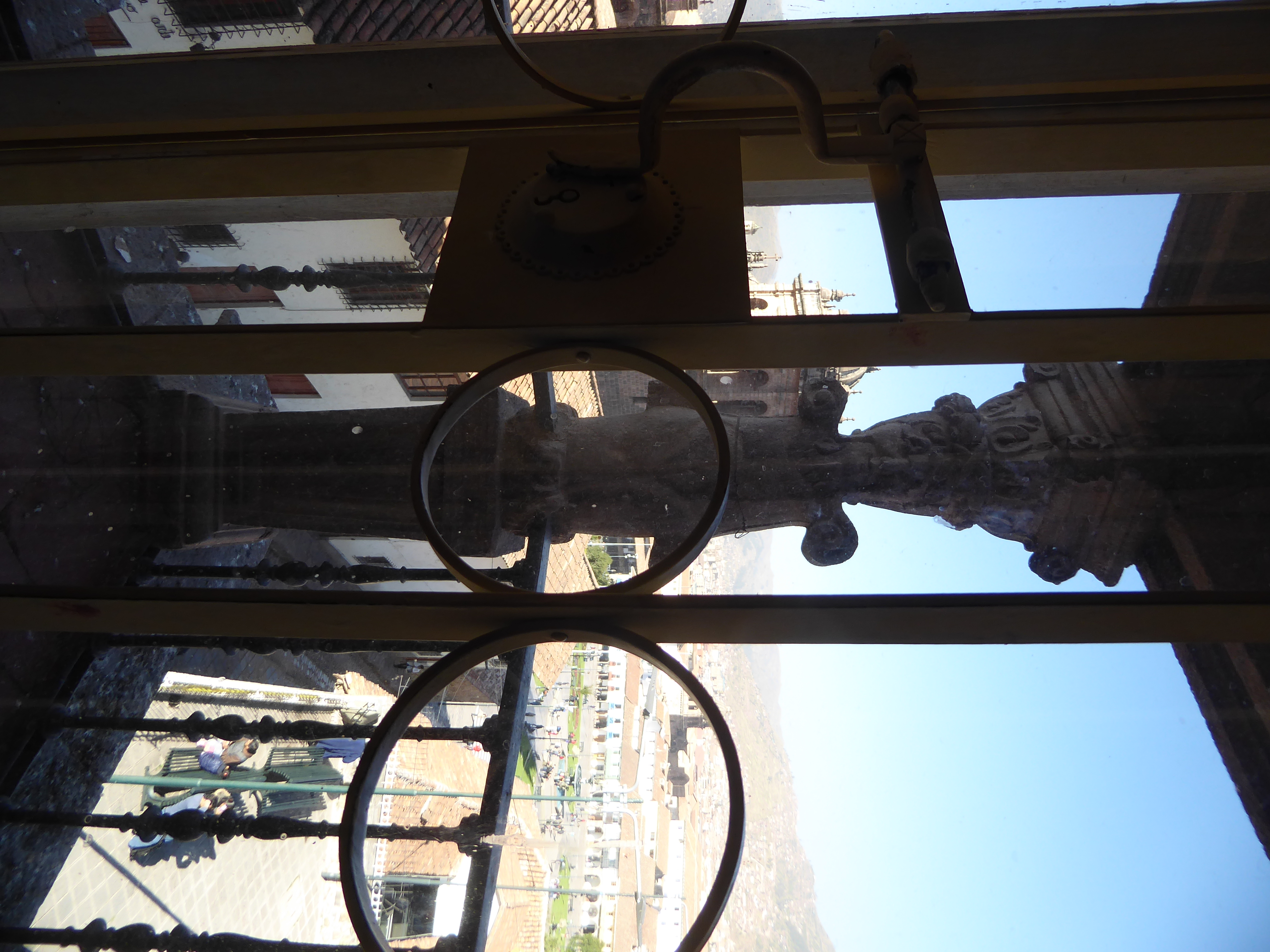 View from the window in that room and over the main entrance. That's one of the cathedral towers. If you get the feeling you're being watche