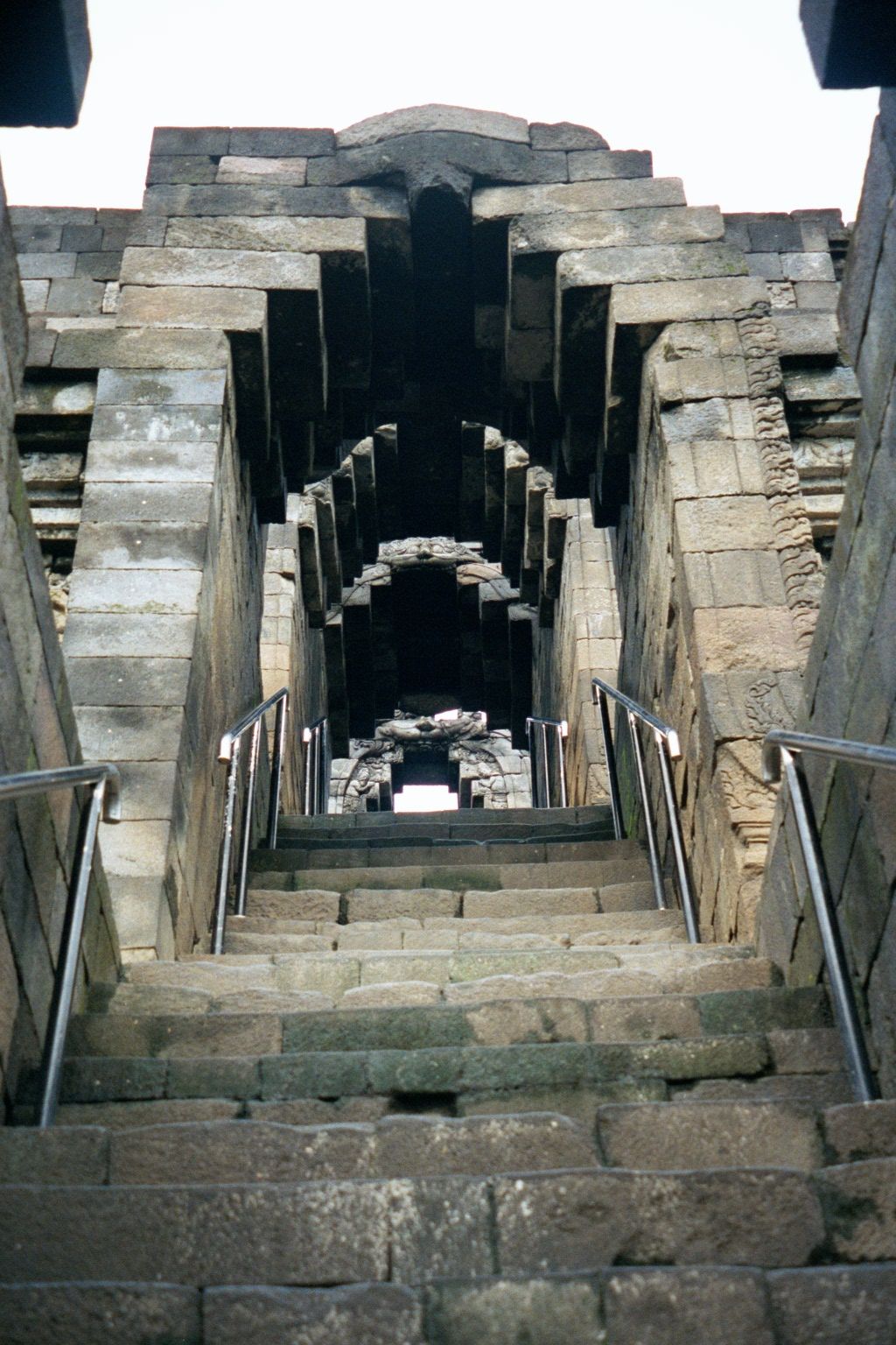 The stairs on all four sides are the same. The mass of the monument is not quite as great as it appears, because it was built on top of a na
