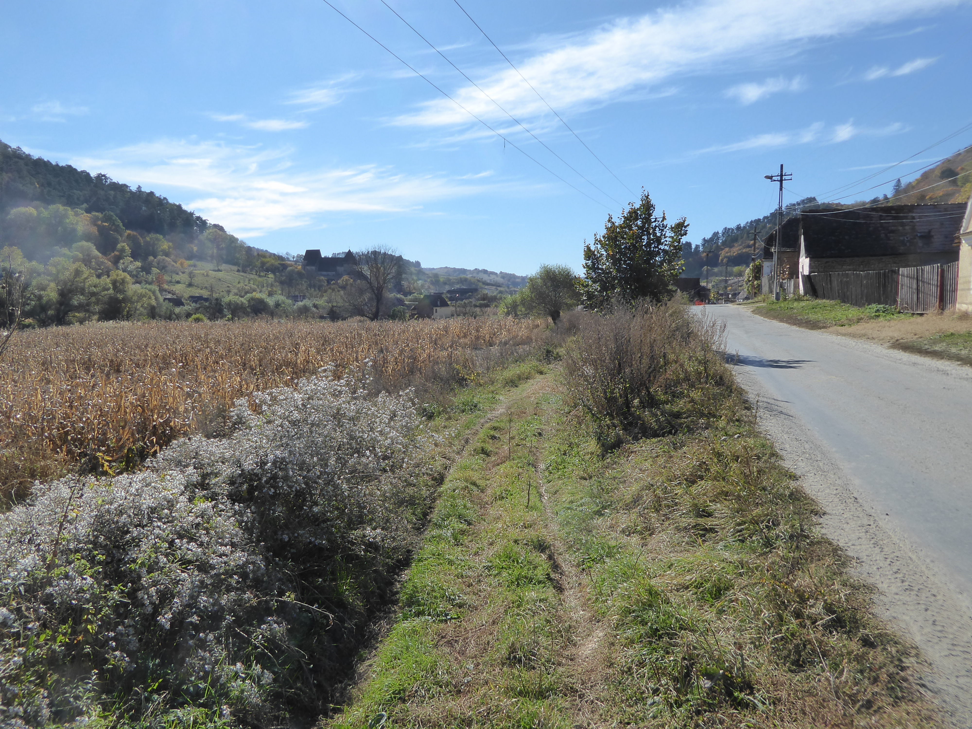 We're popping east two miles and over one hilltop to Copsa Mare.
