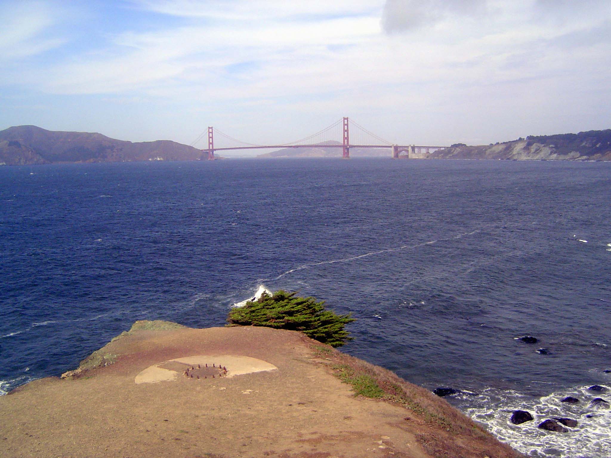 Still farther north were the Golden Gate headlands, with their emplacements for guns. Feel the breeze? It's stiff.