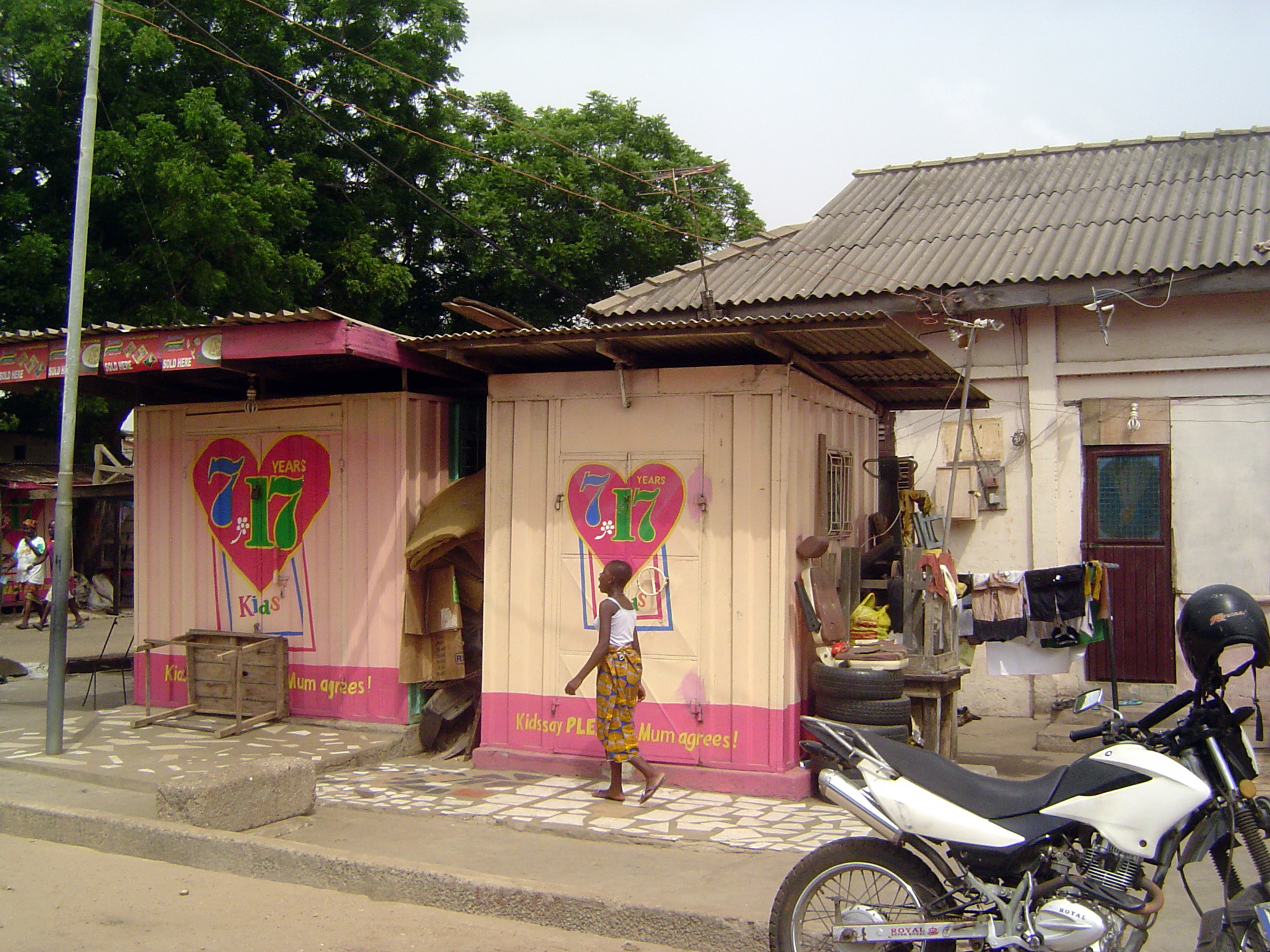 Shipping containers converted to shops.