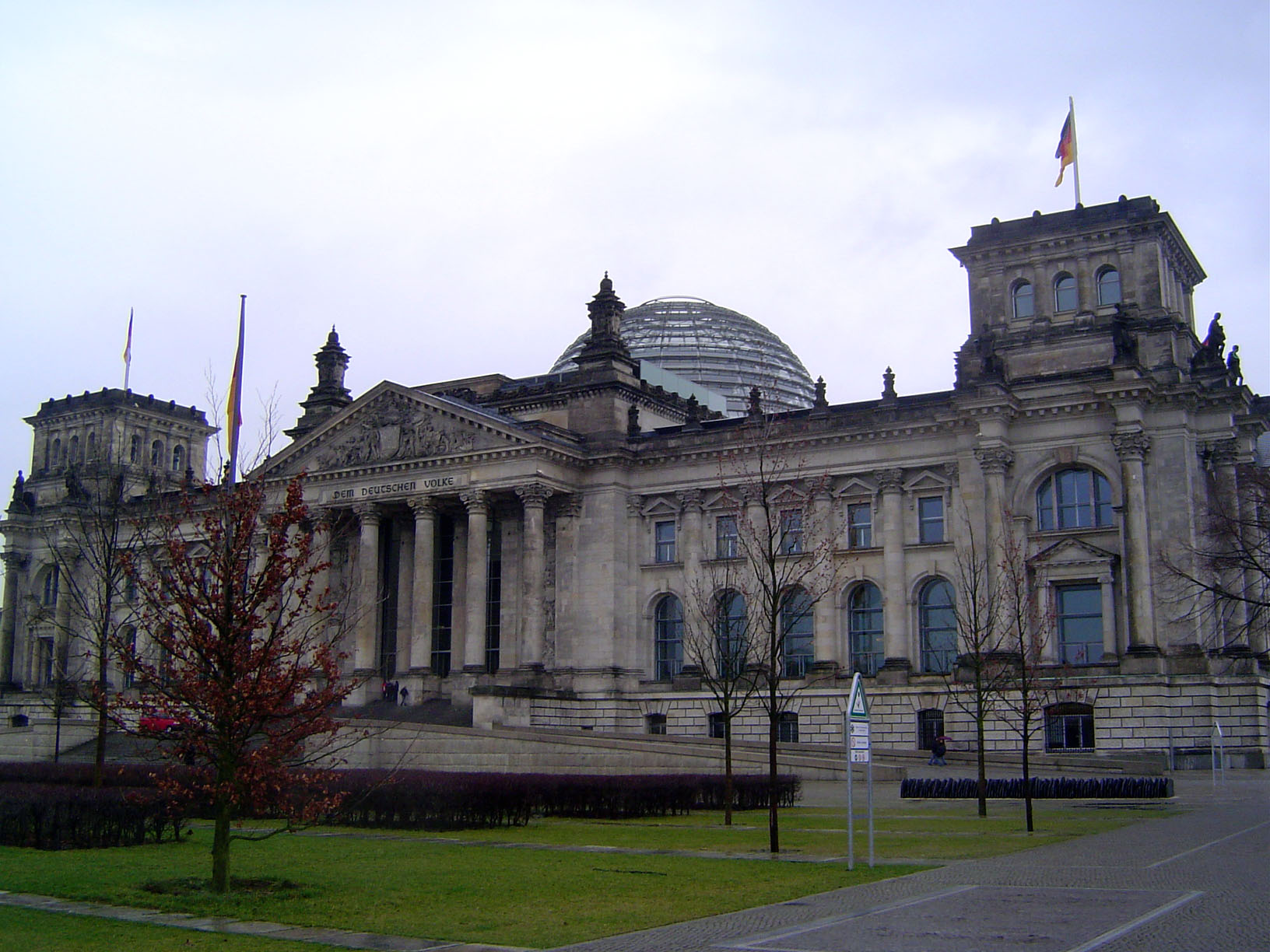 Next door to the Brandenburg Gate, and almost symmetrically placed against the U.S. embassy, this is Germany's parliament, the Reichstag, co