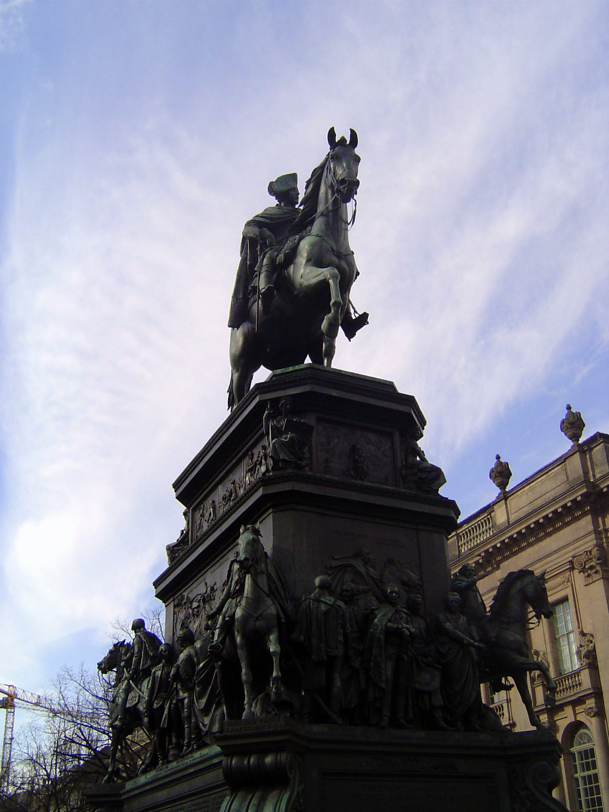 Friedrich Wilhelm III, King of Prussia from 1797 to 1840, keeps an eye on the traffic. Despite the grand pose, his career began with a loss