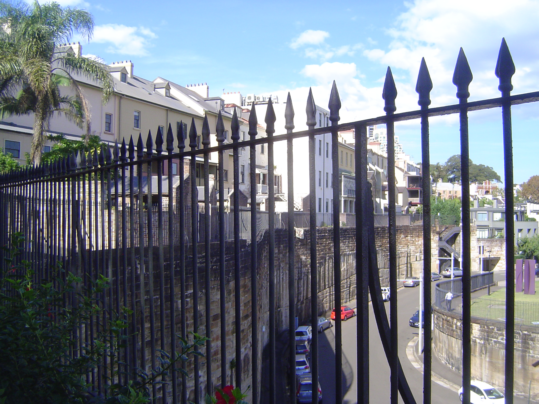 Here's the rear view of the same lineup, secure on a sandstone ridge overlooking Pottinger Street and the docks of Walsh Bay.