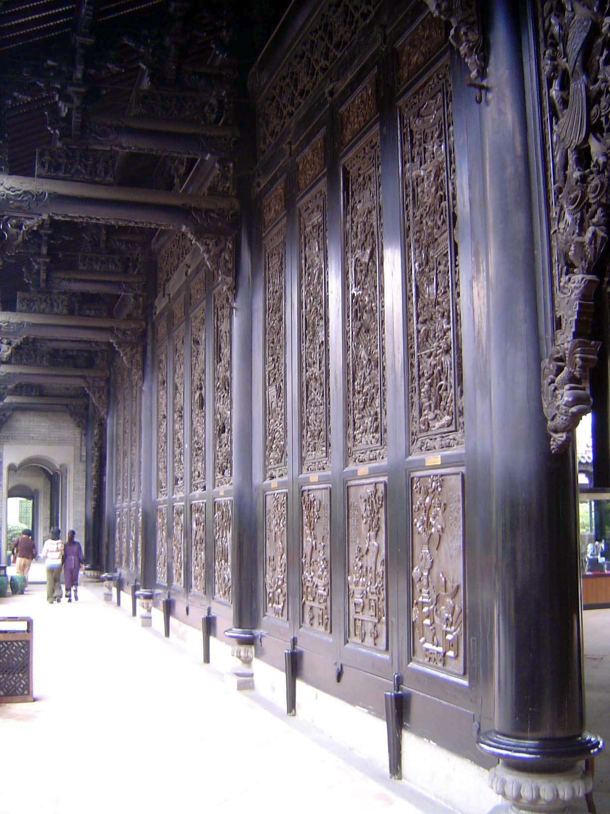 The buildings were full of visual aids for the students. The wooden screens here, each with an educational message, were the low-tech equiva