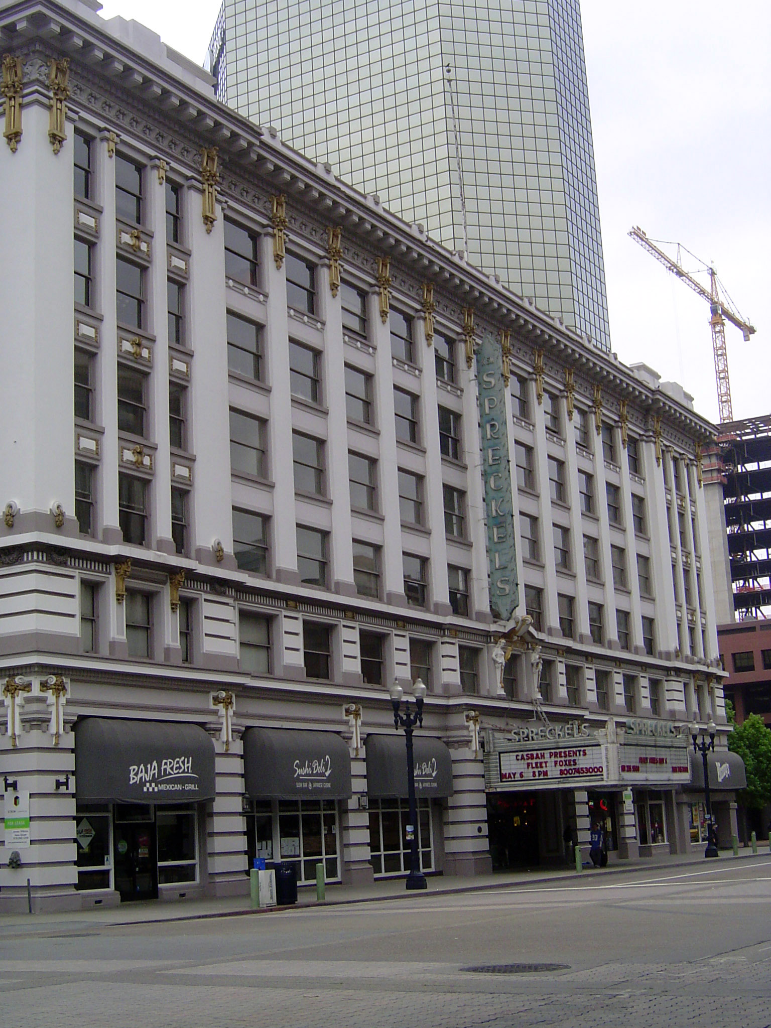 The Spreckels Theater, built by the city's then-wealthiest resident, John D. Spreckels, whose father Claus had come from Germany and built a