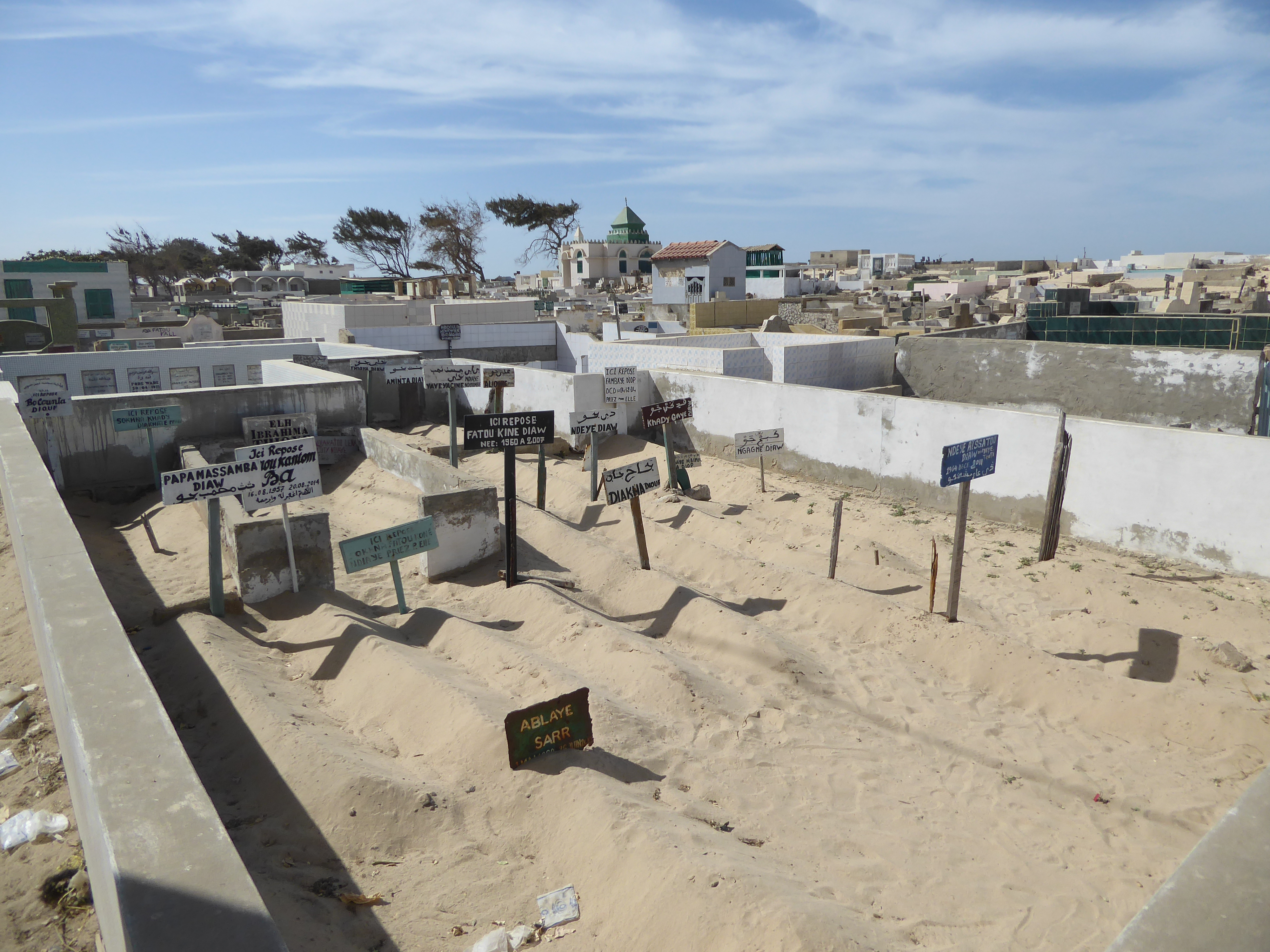 In lieu of flowers, neatly raked sand.
