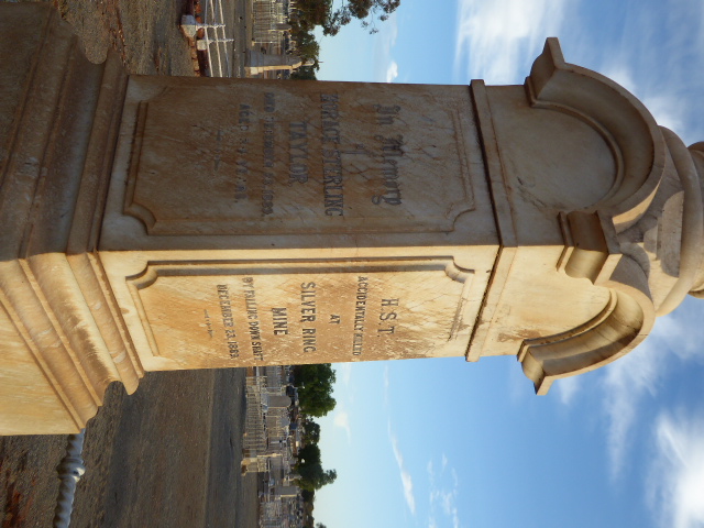 A memorial for a miner who fell down the shaft of the Silver Ring Mine in 1889.