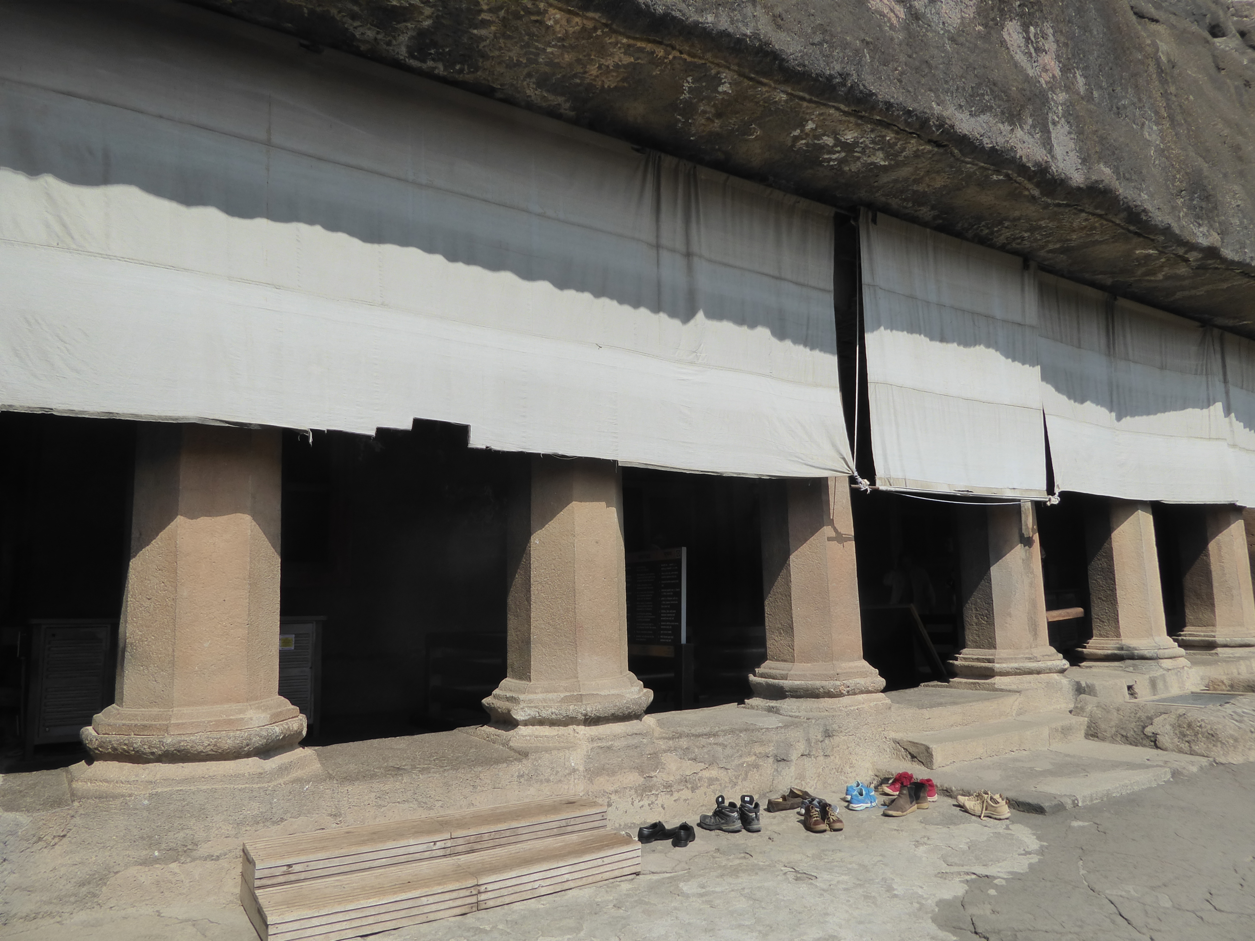 Cave 17, you recall, has a shade to protect its paintings, probably the best surviving at Ajanta. The saga of early copyists at Ajanta is un
