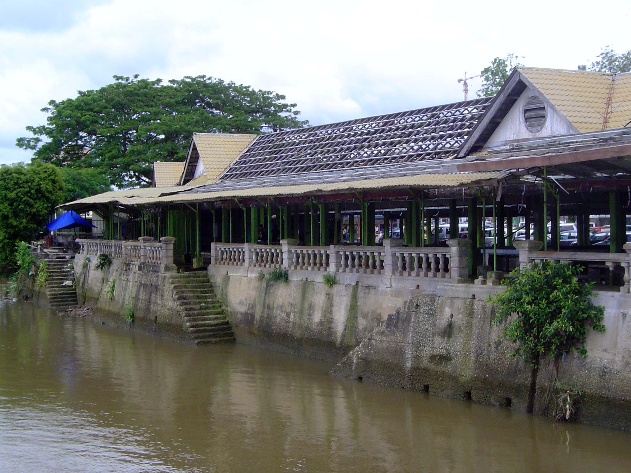 An abandoned riverside market.