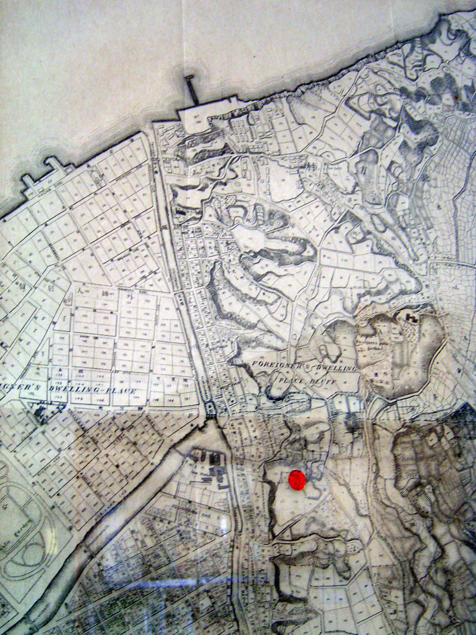 The most interesting item inside is a large map that shows the location of the house but even more dramatically the Bluff itself, overlookin