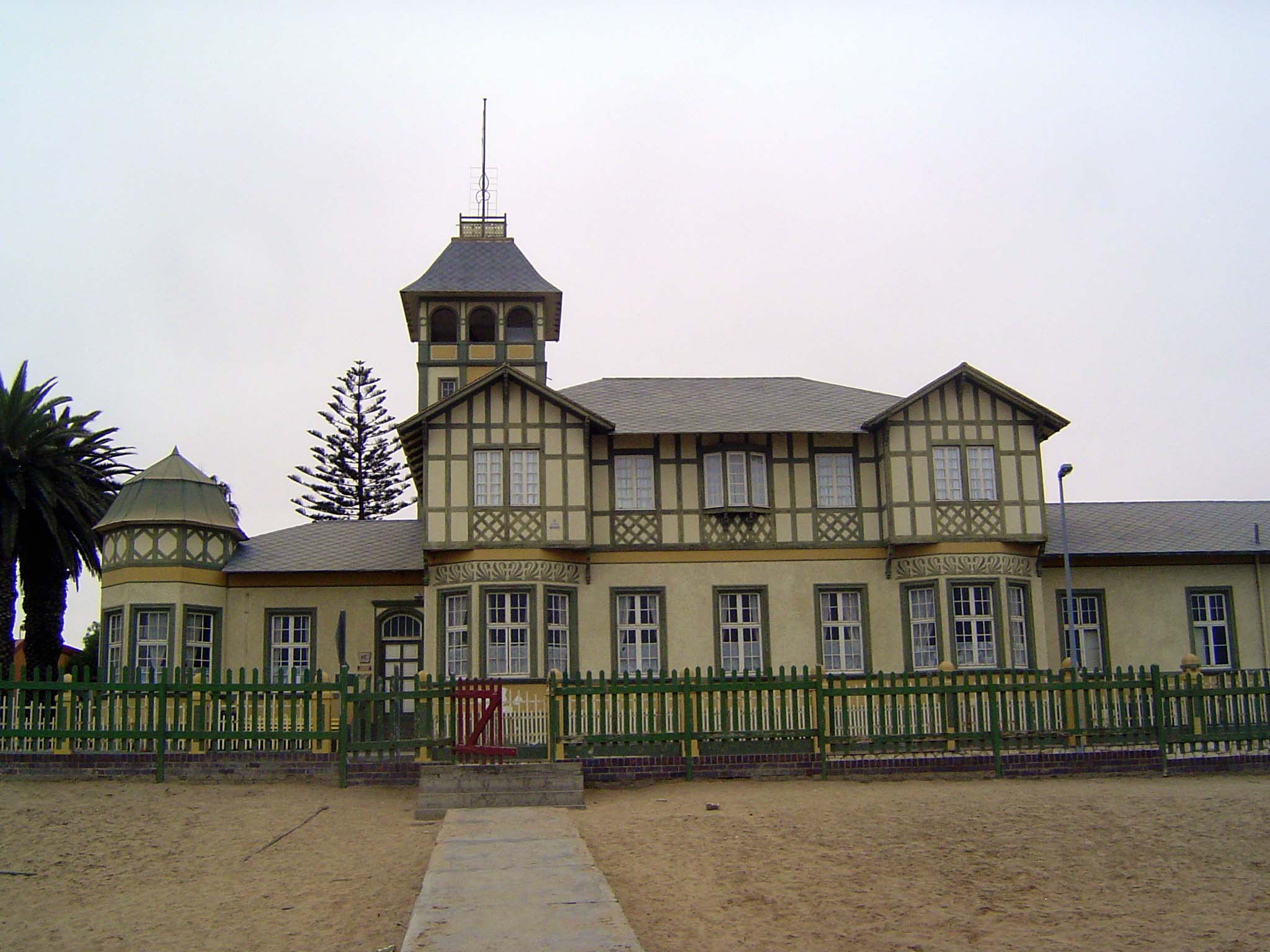 The Woermann House, in Fachwerk style, was built in 1894 and extended in 1903 by the Damara and Namaqua Trading Company, later called Woerma