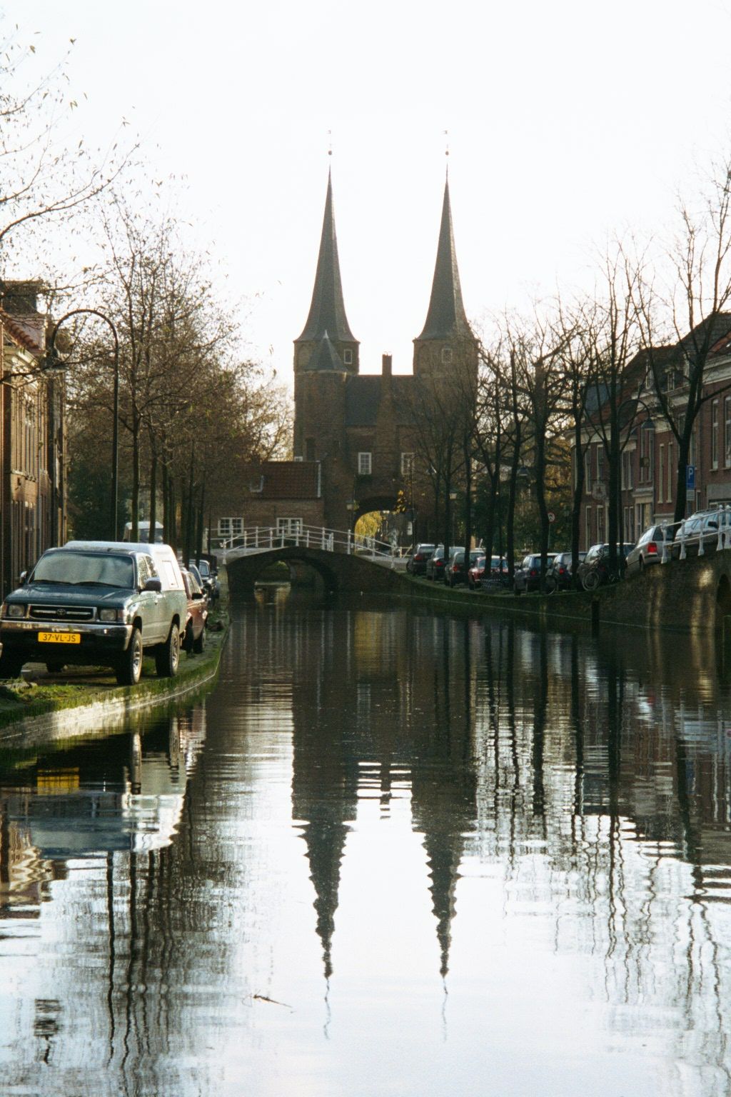 The Oosteinde East India Canal, looking from within the city southeasterly to the Oostpoort East Gate or St. Catherine's Gate.