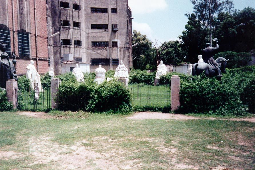 What to do with all those statues? At Lucknow they've been gathered up and stashed behind the museum, where they are caught for all time in