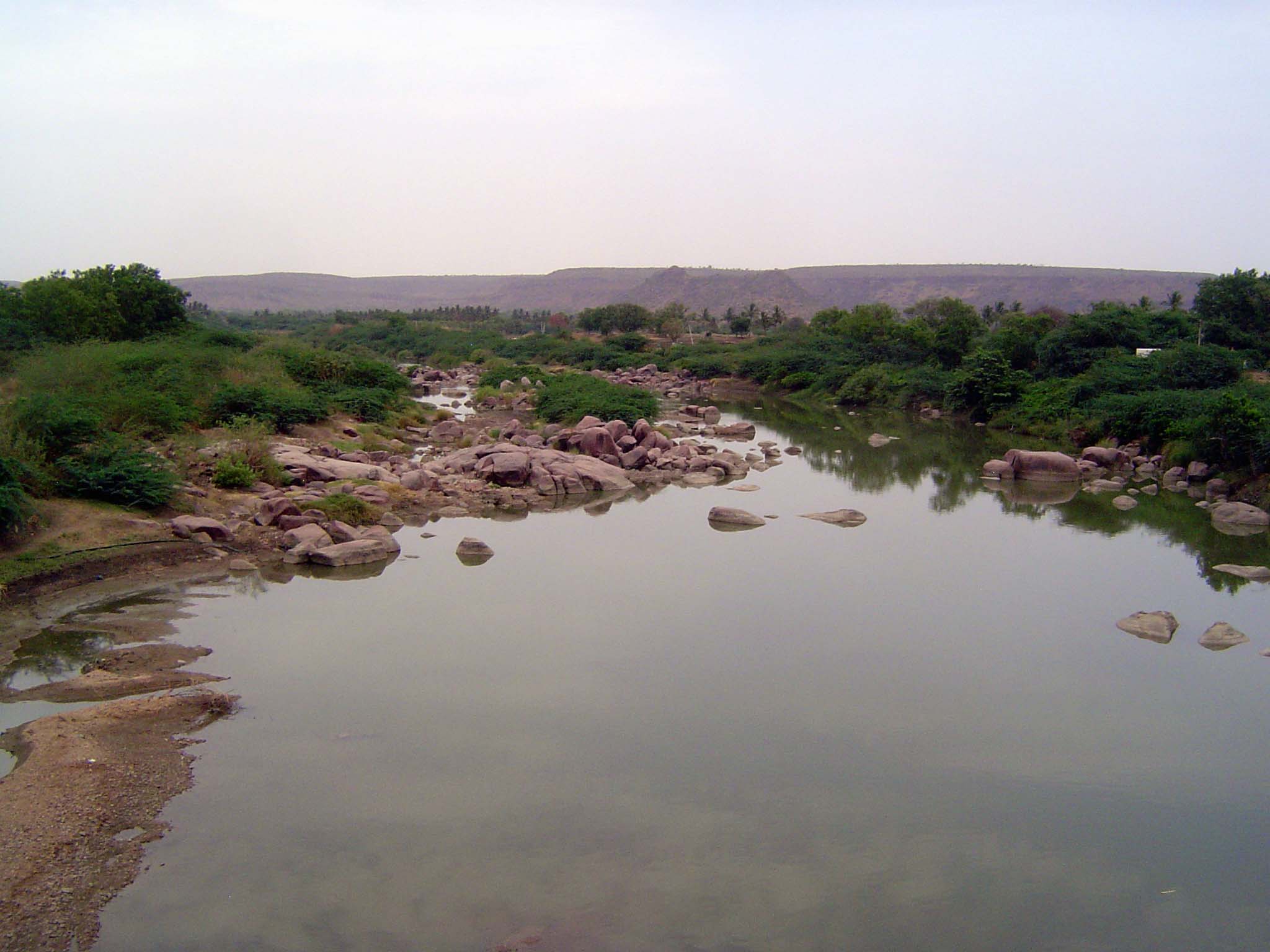 Occasionally, there's a river, although they're so dammed up that most of the year the unponded sections have little water and less current.