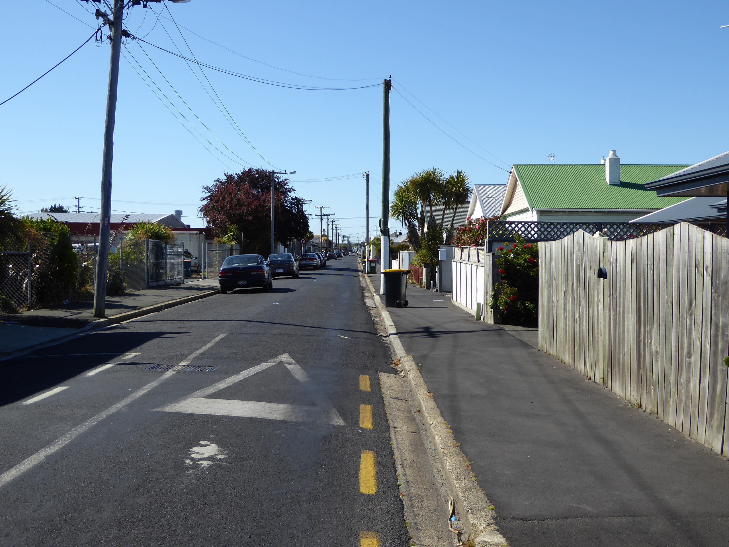 A residential street. .