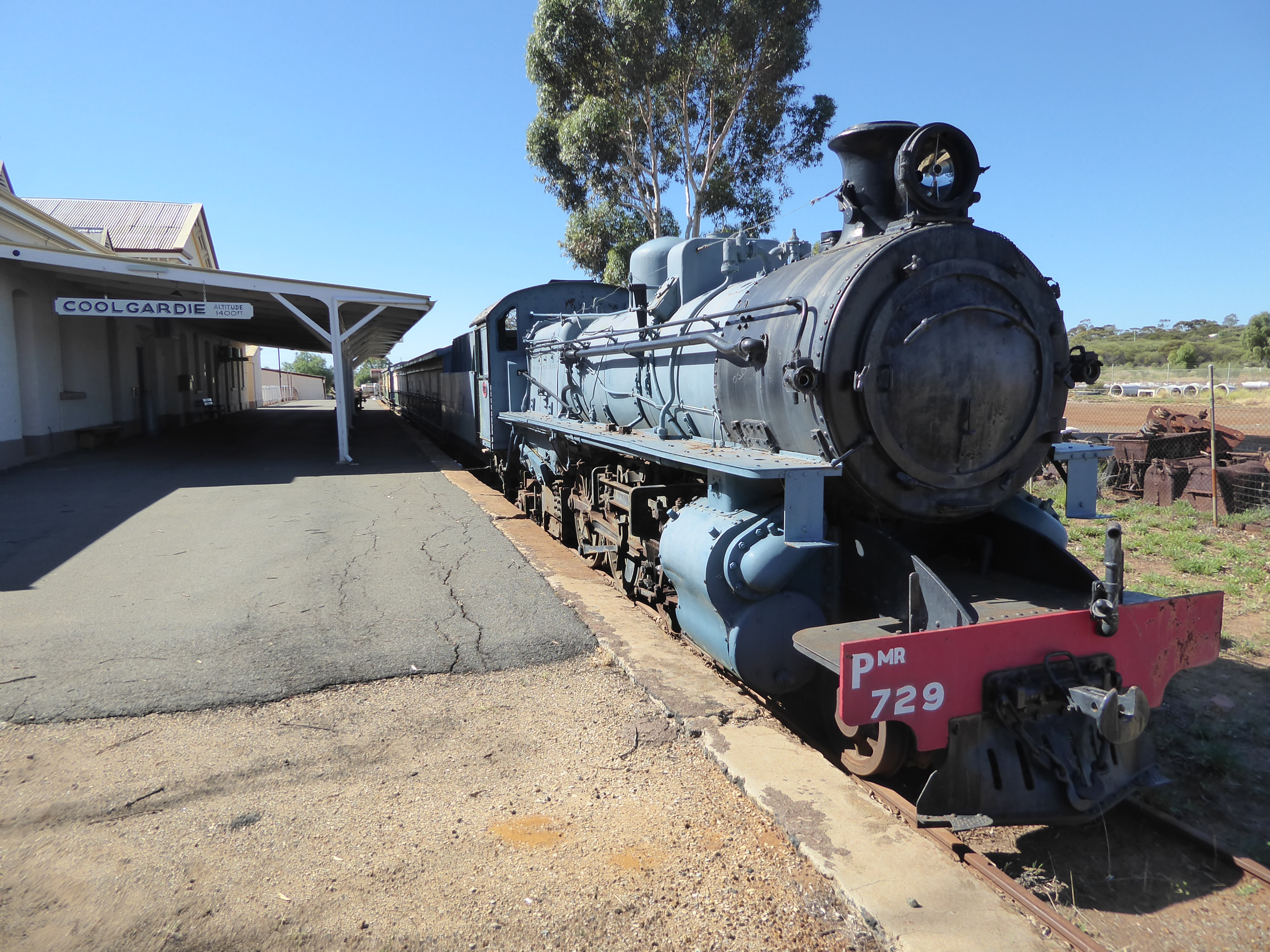 A narrow-gauge engine not going anywhere.