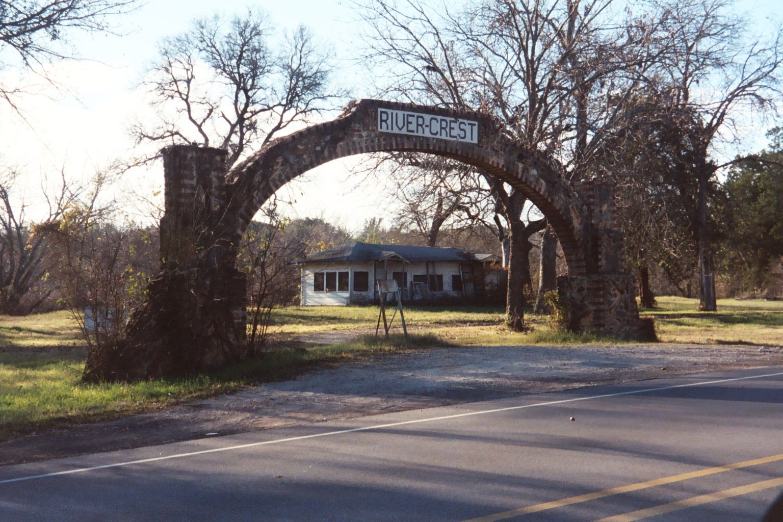 Upstream a mile on the Paluxy, this is the entrance arch to an abandoned set of cabins.