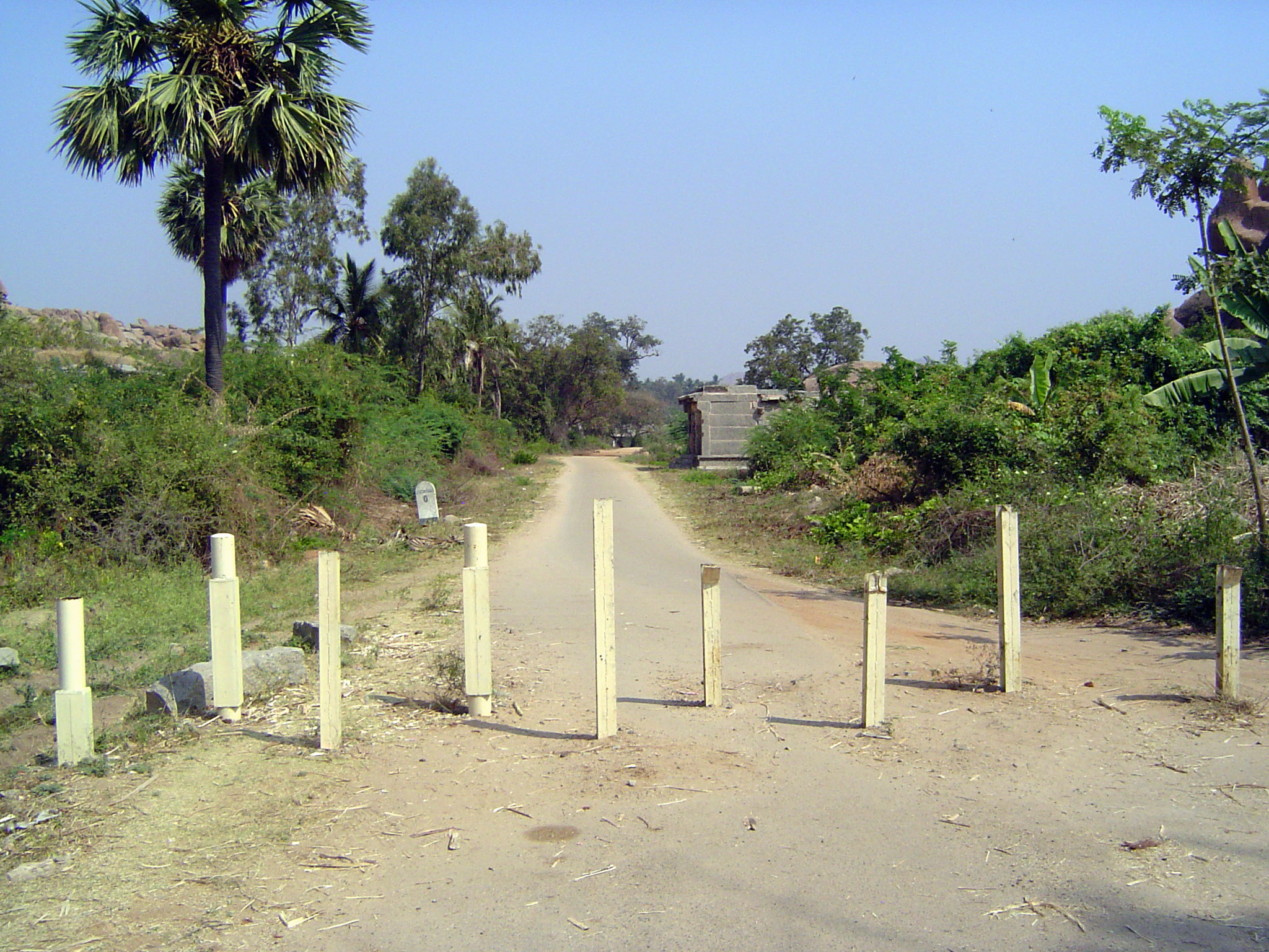 The approach road to the bridge.