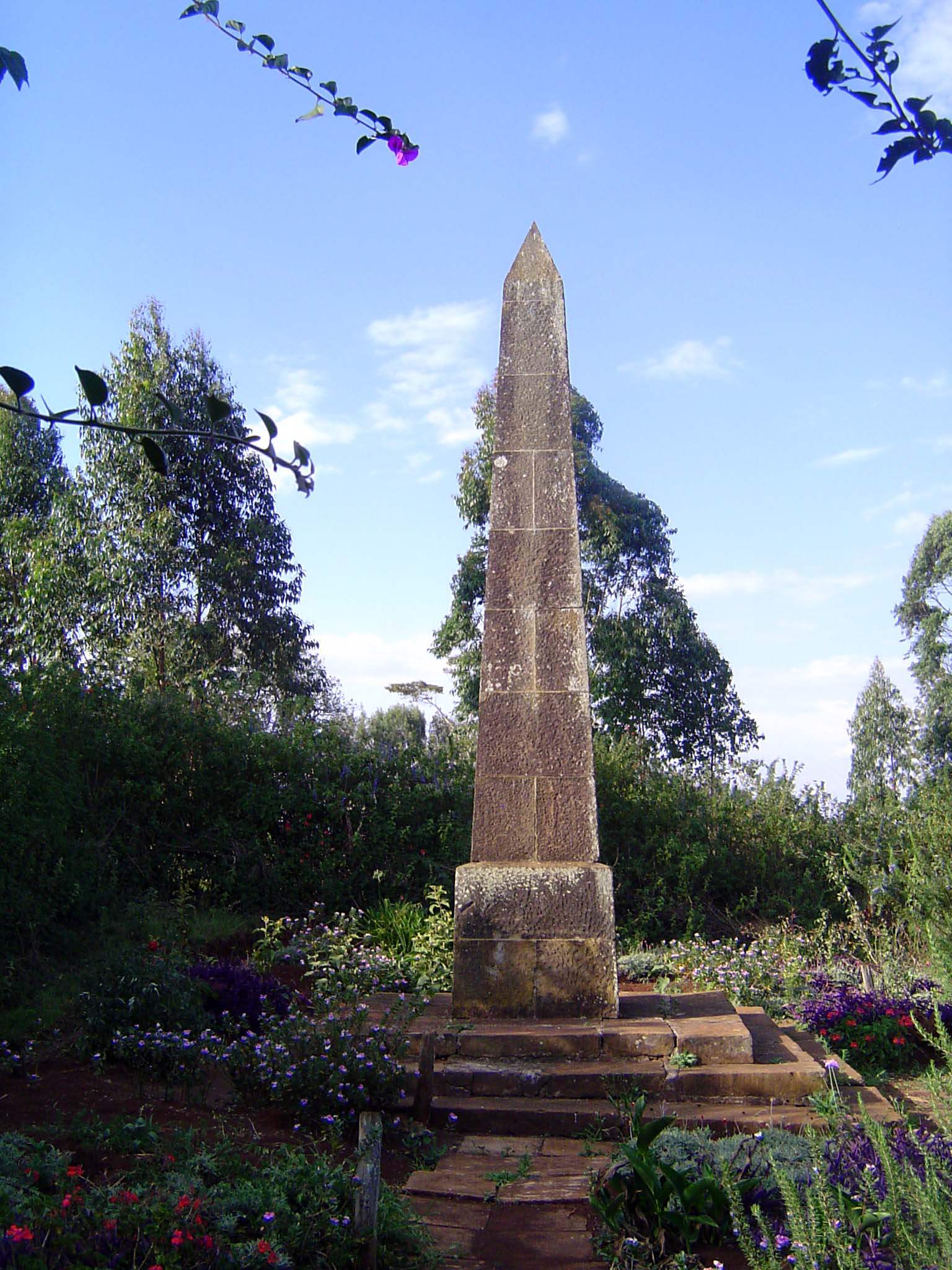 Inside: an obelisk erected by Hatton's brother.