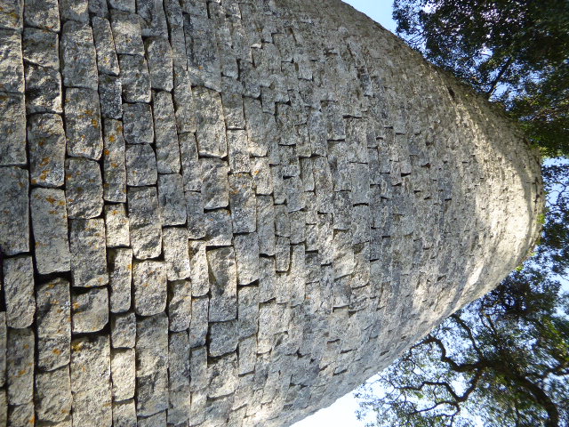 The tower is 18 feet in diameter and 30 feet high. There's no entrance or stairway, nothing inside or on top—or underneath.