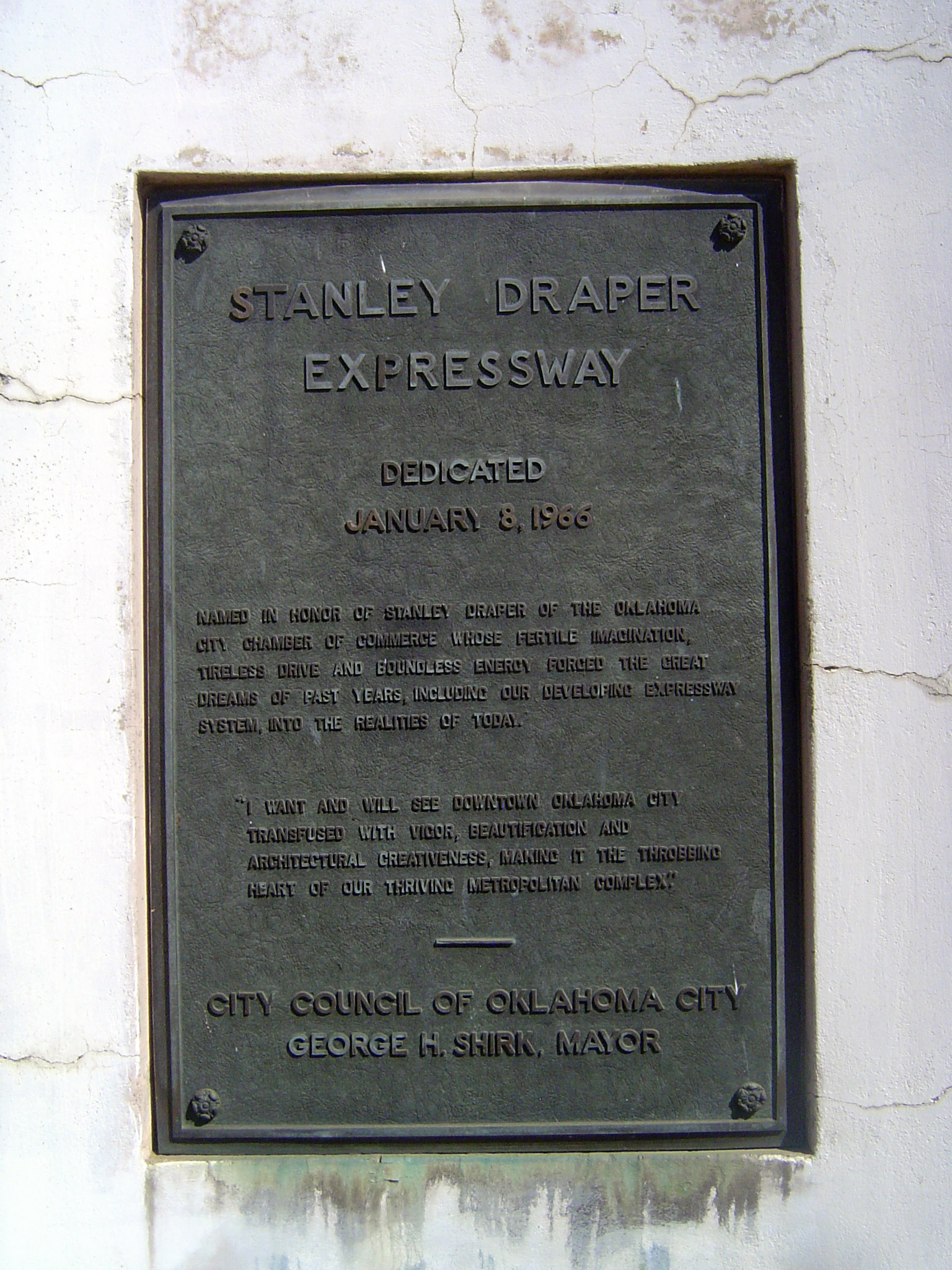 A memorial to him from 1966. It was placed next to the elevated Interstate 40 as it crossed just south of downtown.