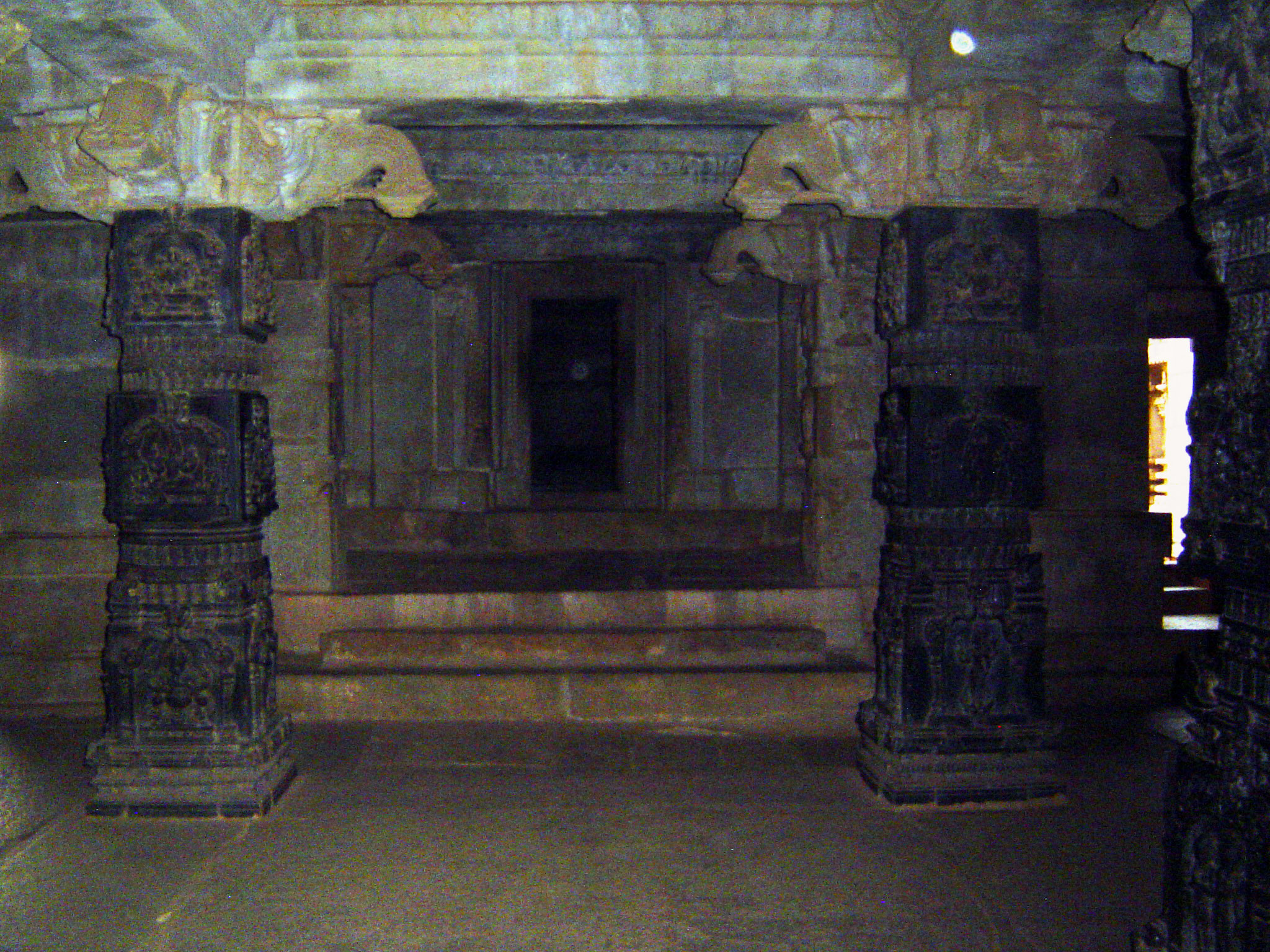 The now empty shrine is remarkable for its carved and polished basalt pillars.