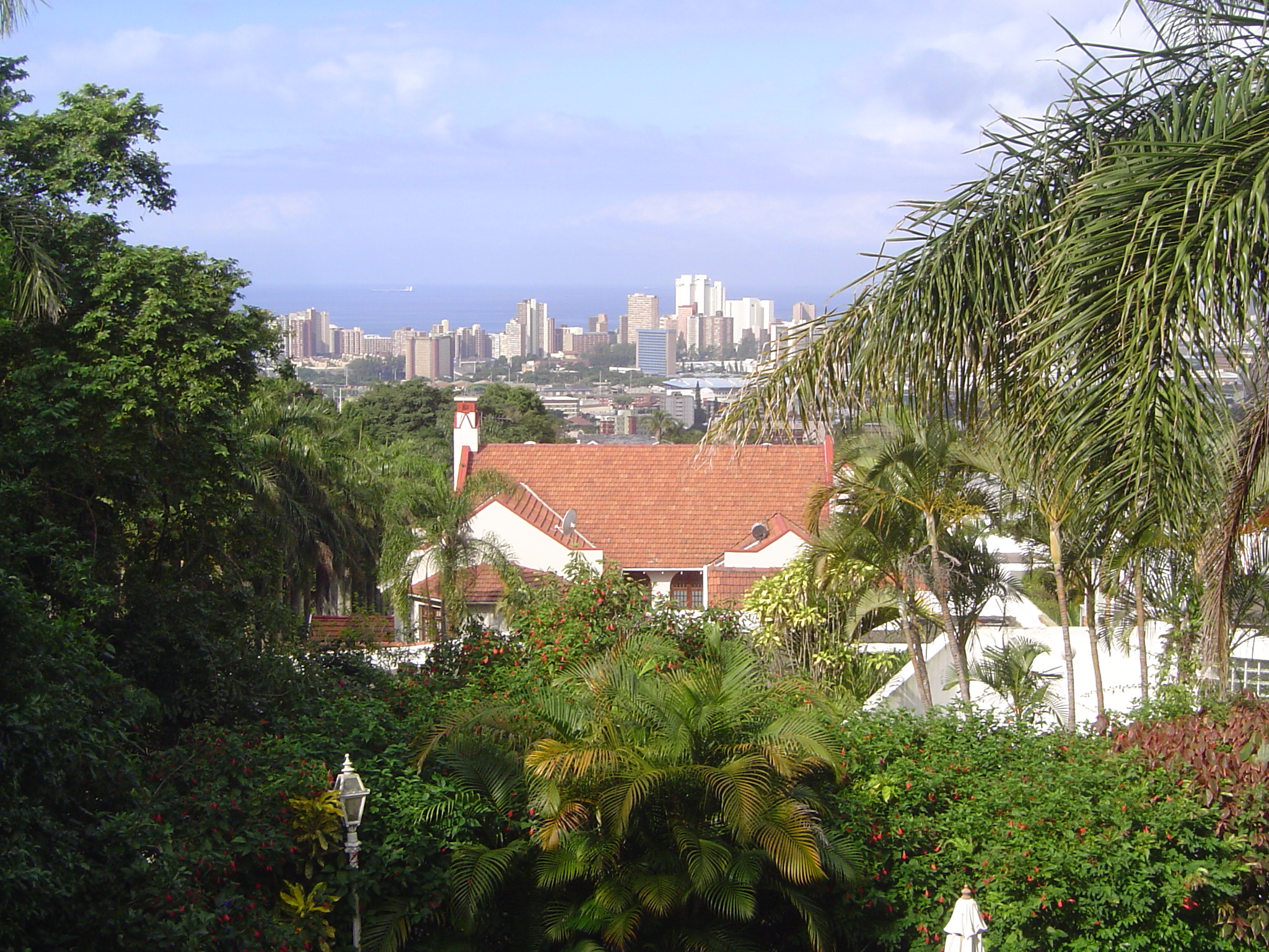We've climbed up into the Berea, the ridge that for many years was Durban's premier suburb. That's the Golden Mile down there on the flats;