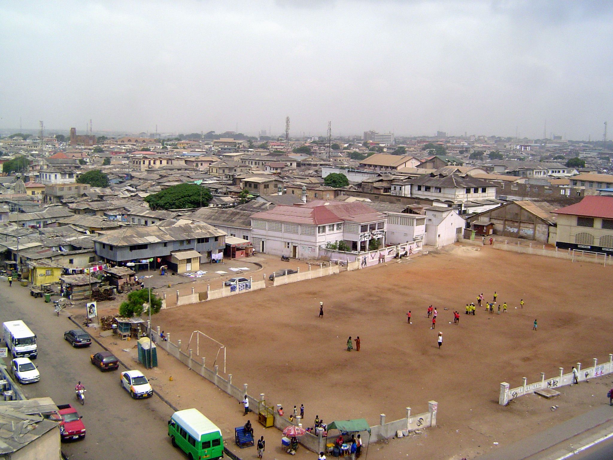 And more. The football ground is interesting: how does it happen that such a large area is vacant in such a crowded area? Part of the answer