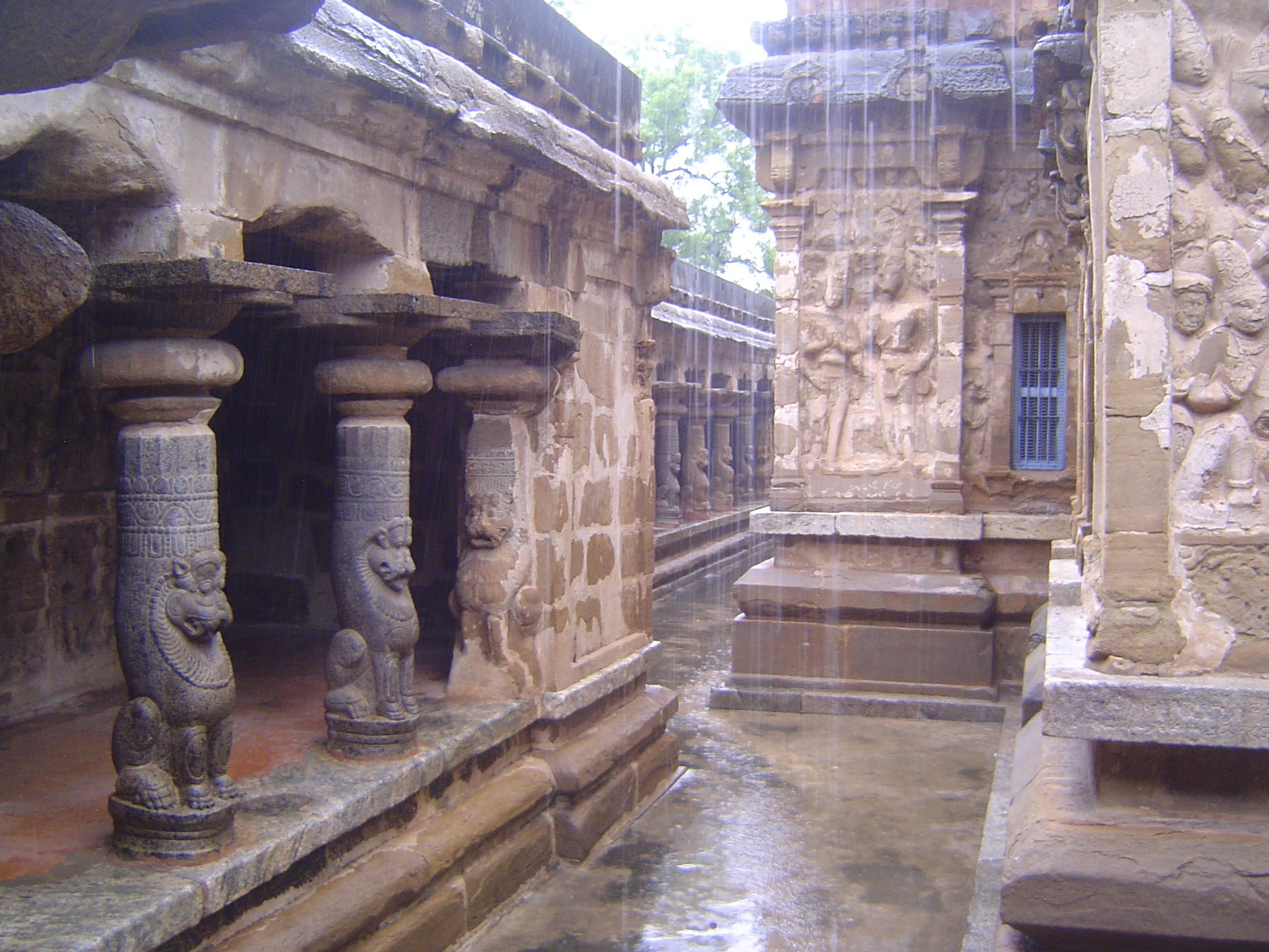 Here's a view of part of the north side of the prakara, which deviates from a square to allow a porch whose corner is on the right. Hudson s