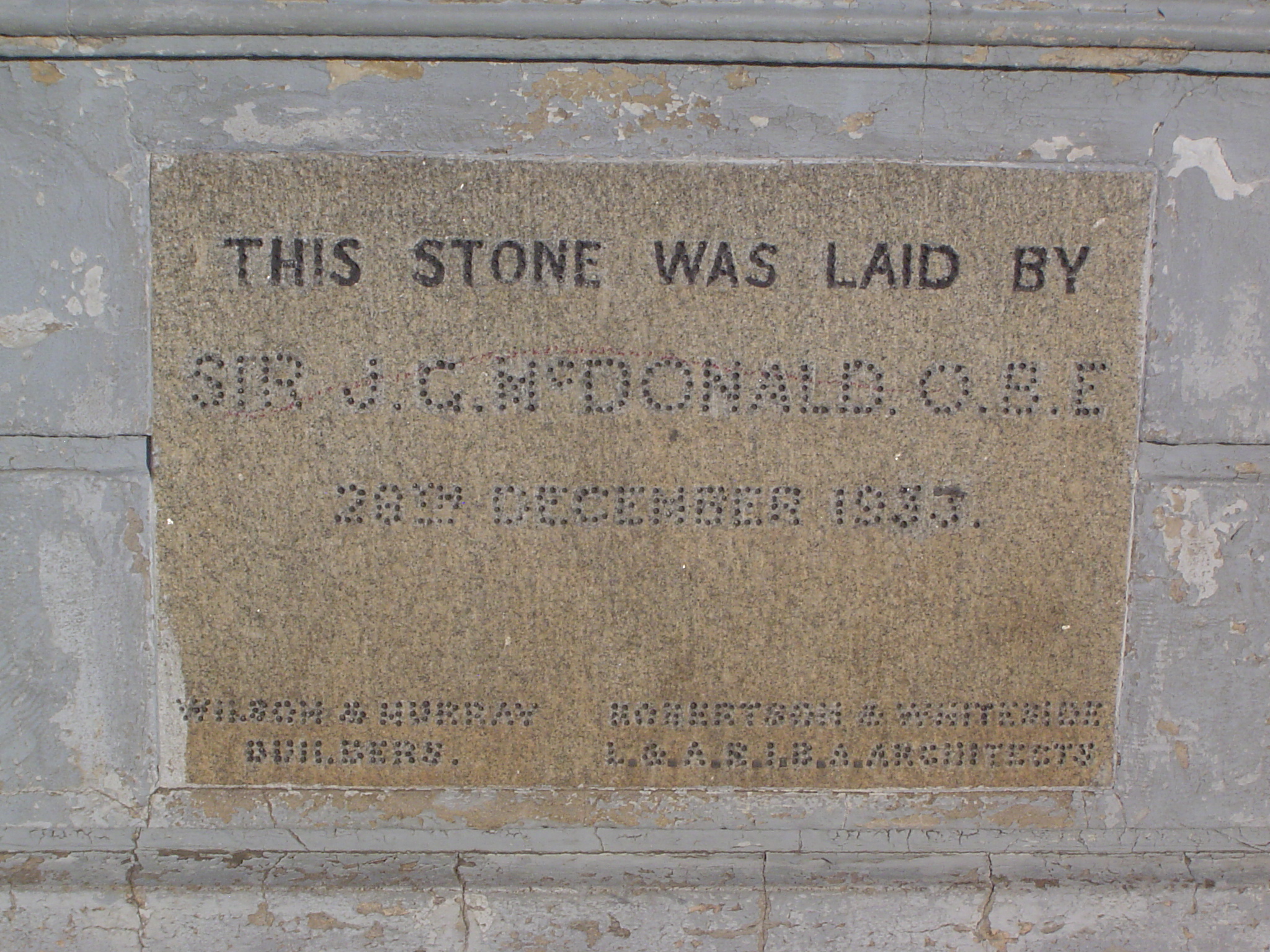 Corroborating evidence: the foundation stone was laid by John Gordon McDonald, a longtime associate of Rhodes and author of a 1927 biography