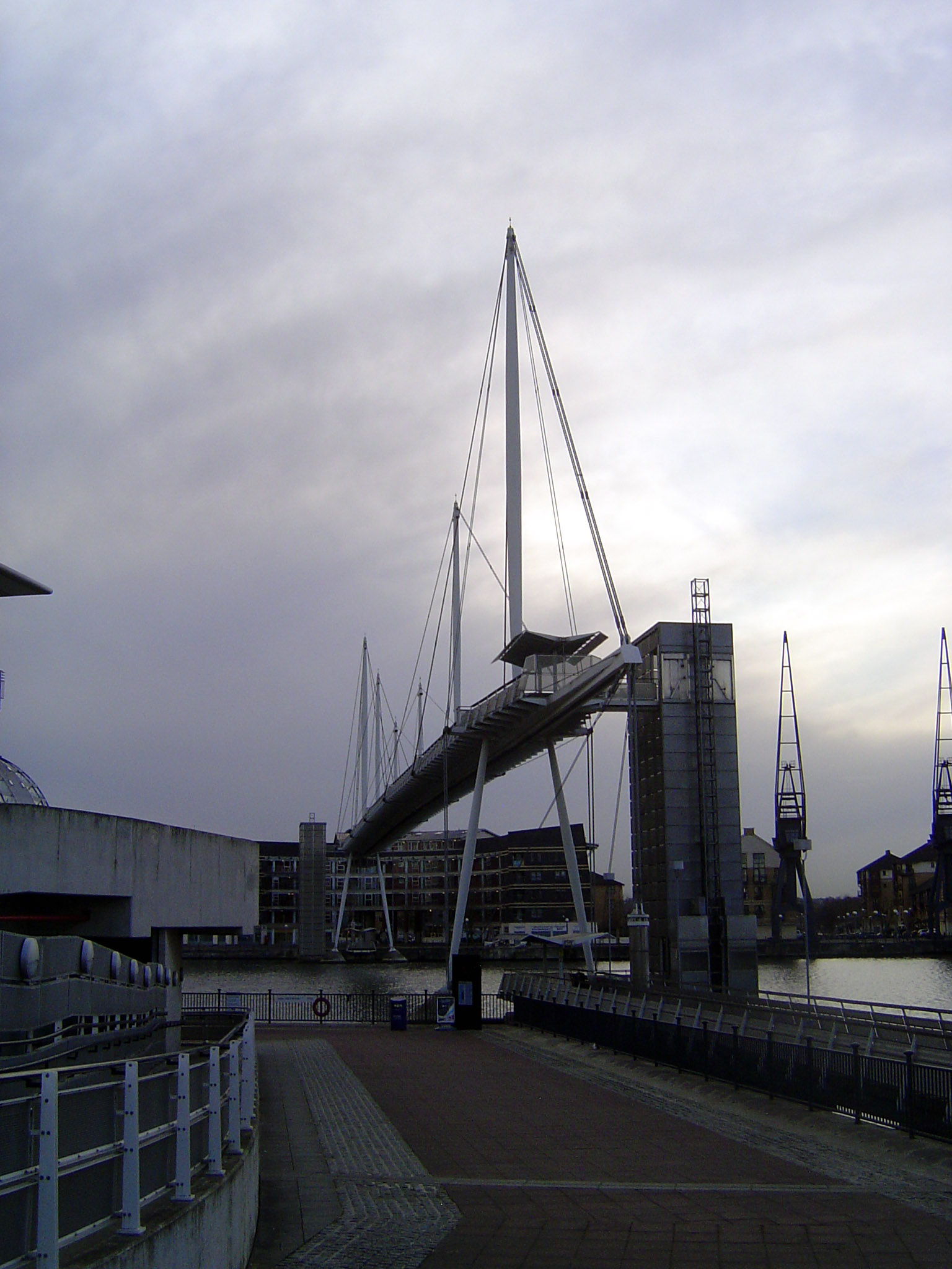 It's easy to see the dock because of this spectacular bridge completed in 1999 and designed so yachts could pass underneath.