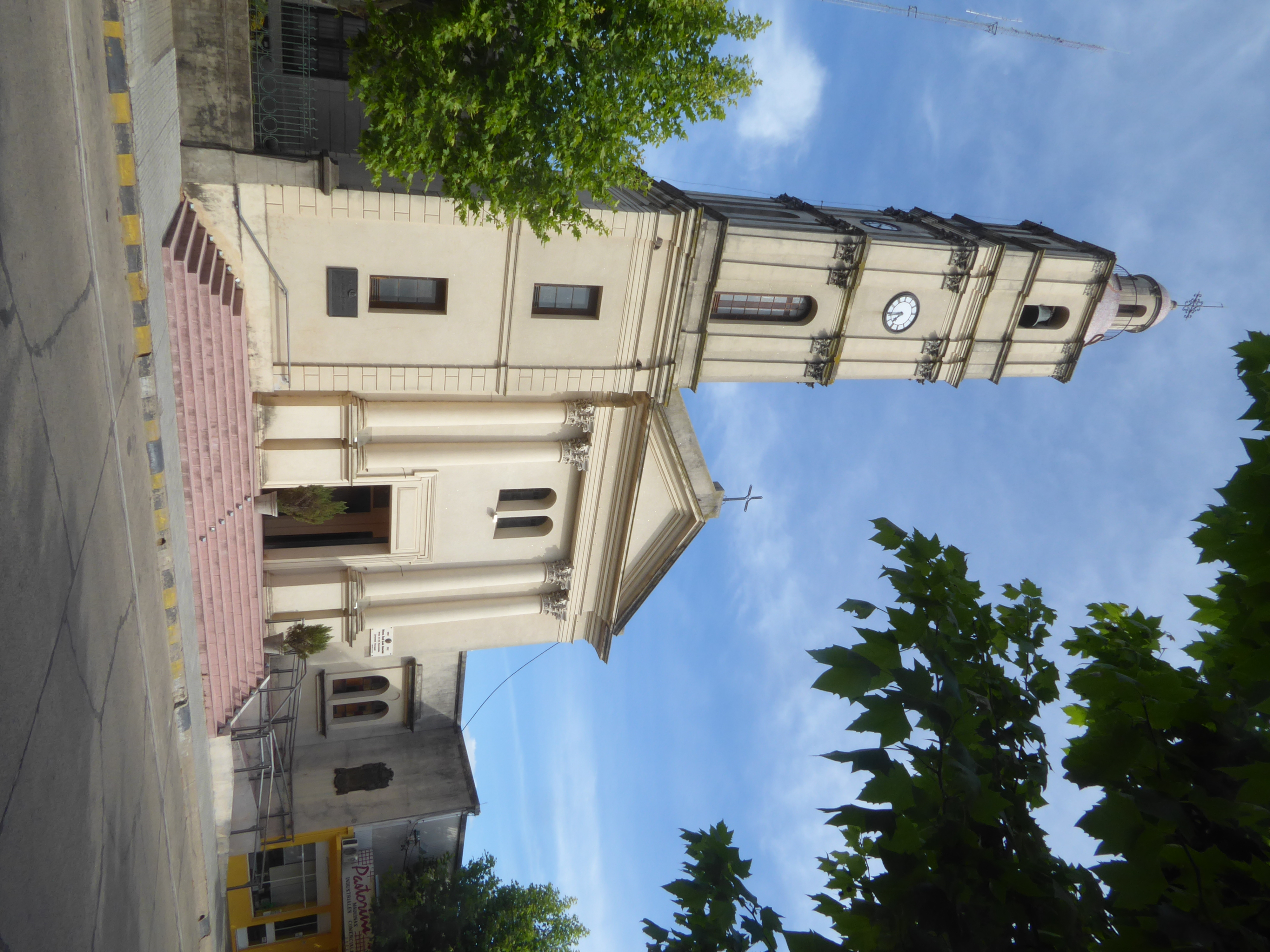 A church faces the main square.