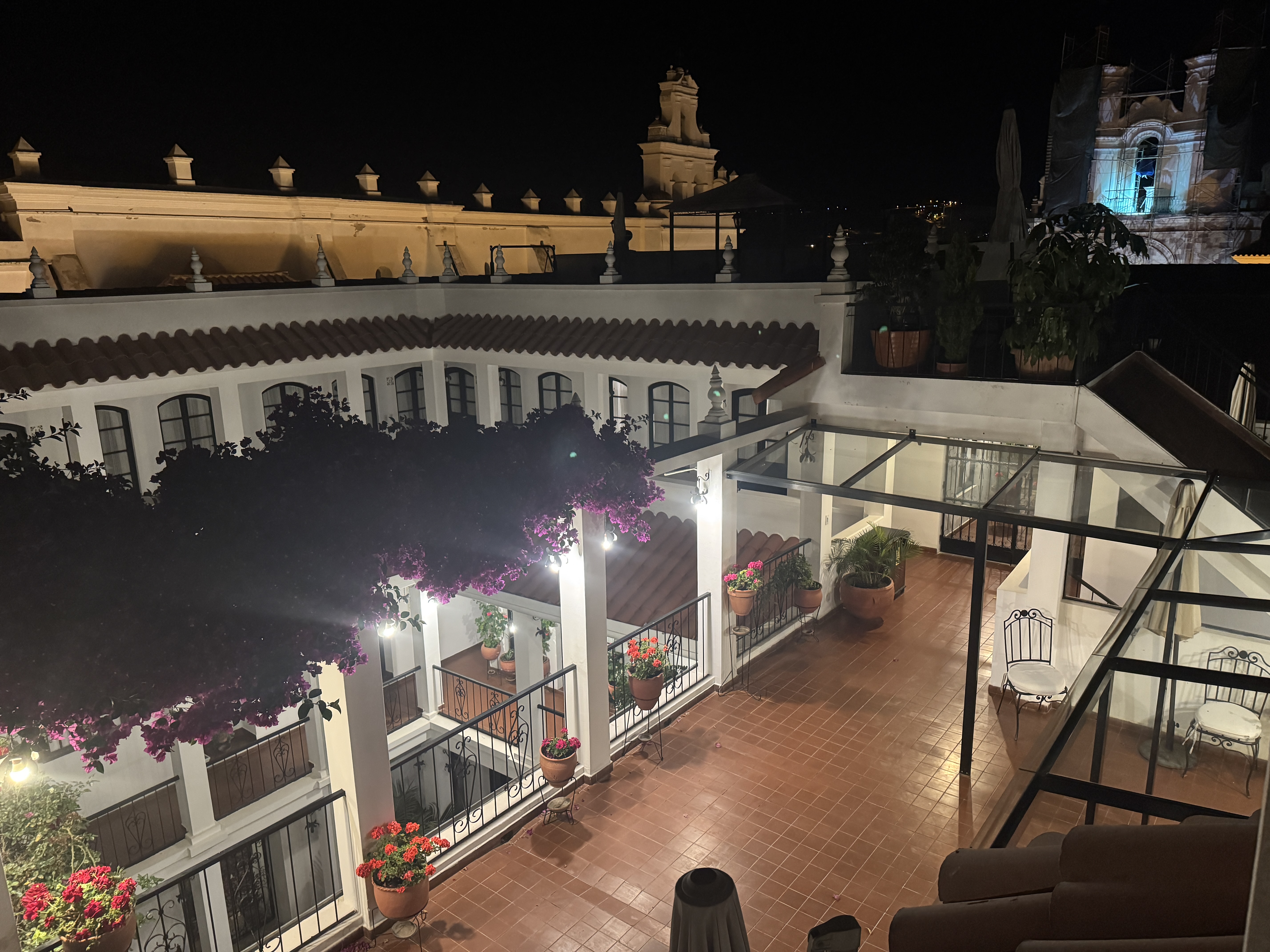 The city continues to attract and please visitors.  Here's a small hotel in a gussied-up courtyard home a few blocks from the plaza.