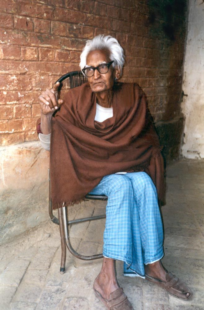 This gentleman was living near the warehouse because bandits threatened him in his own home, down in the jungle alongside the Yamuna River.