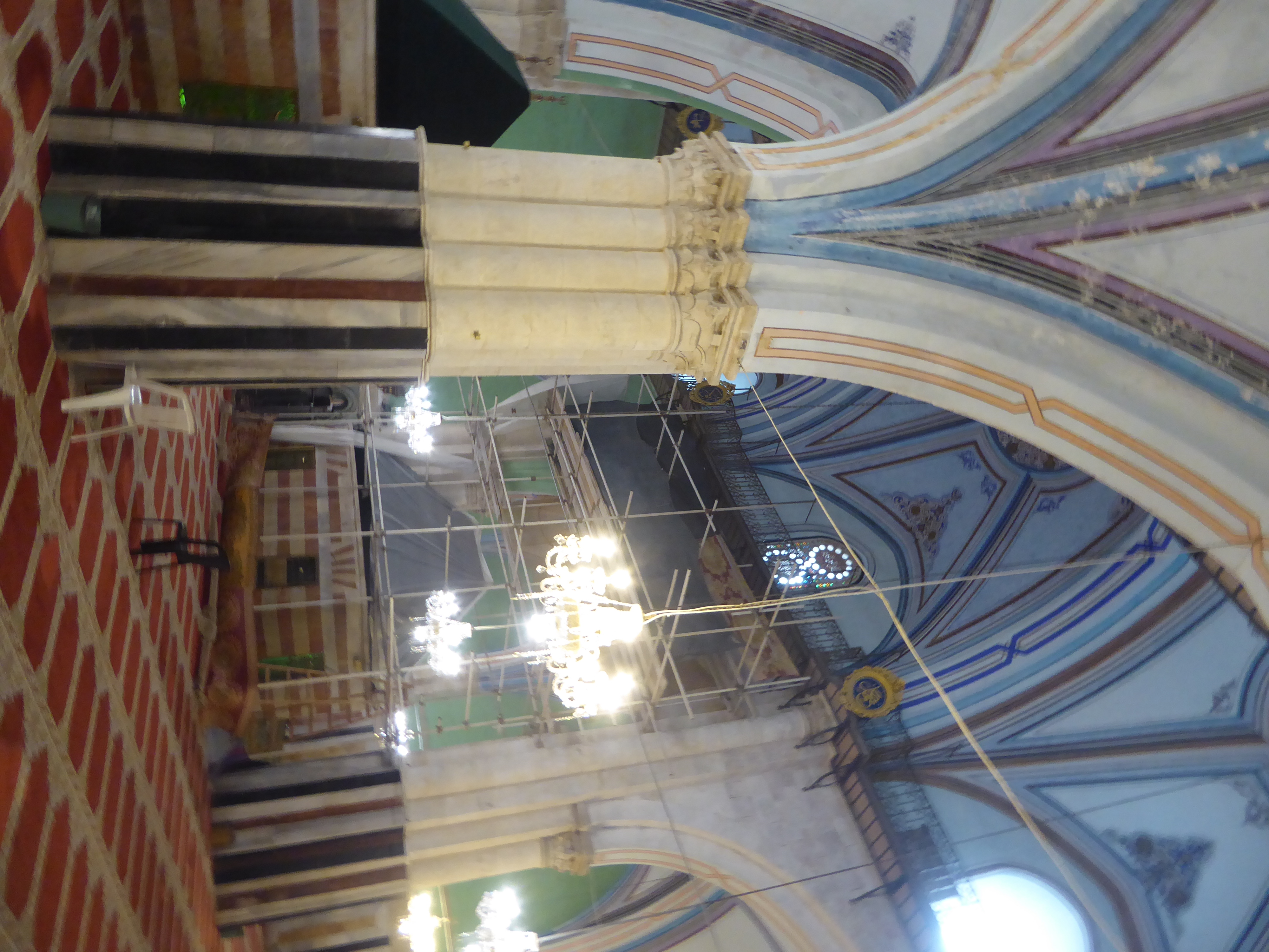 Tankiz also added the bands of colored marble to the church. How old is the ceiling paint job? Good question.