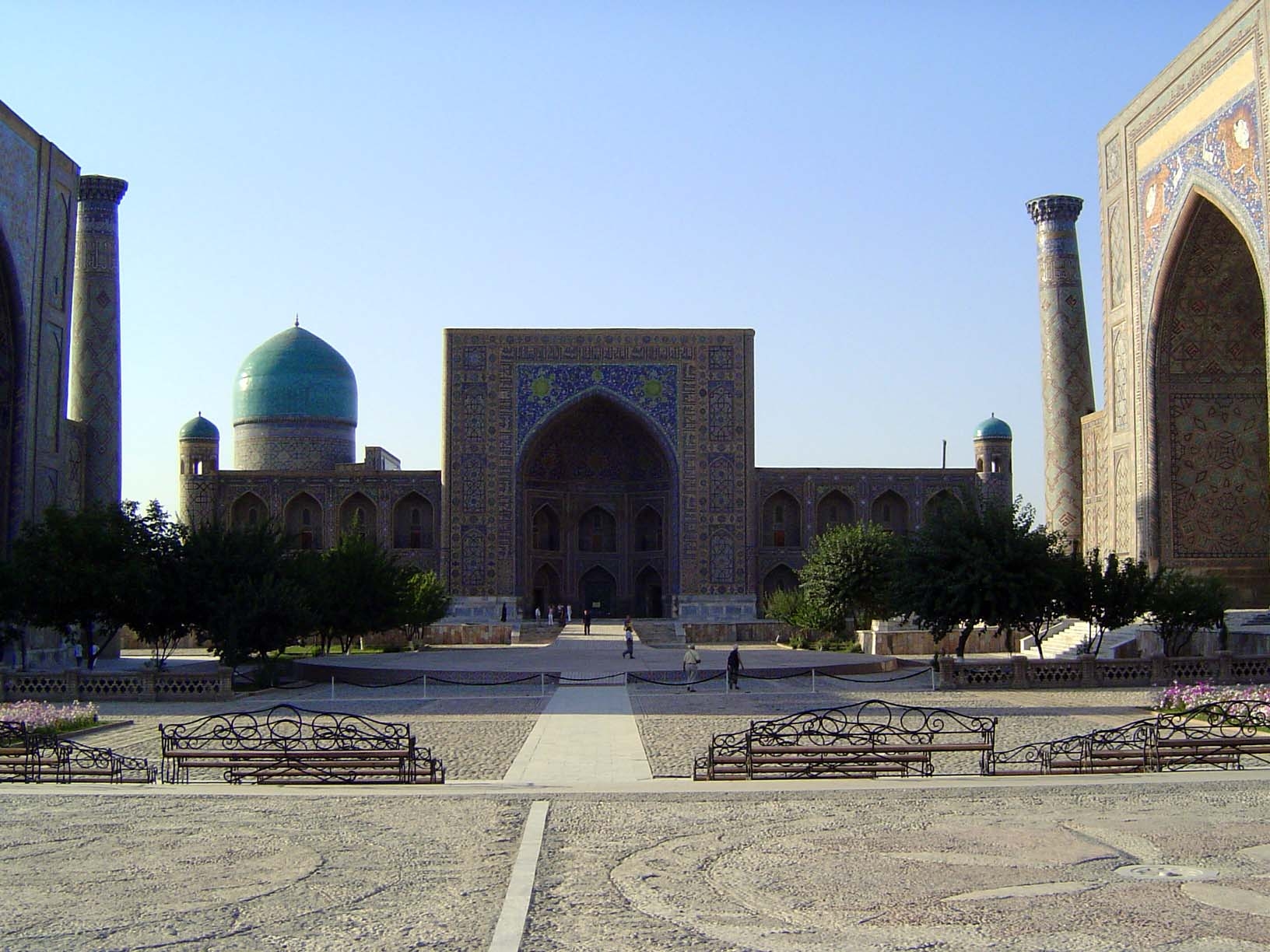 The designers of the mosque had to choose between maintaining axiality or facing Mecca. Mecca won, which is why the dome of the mosque, whic