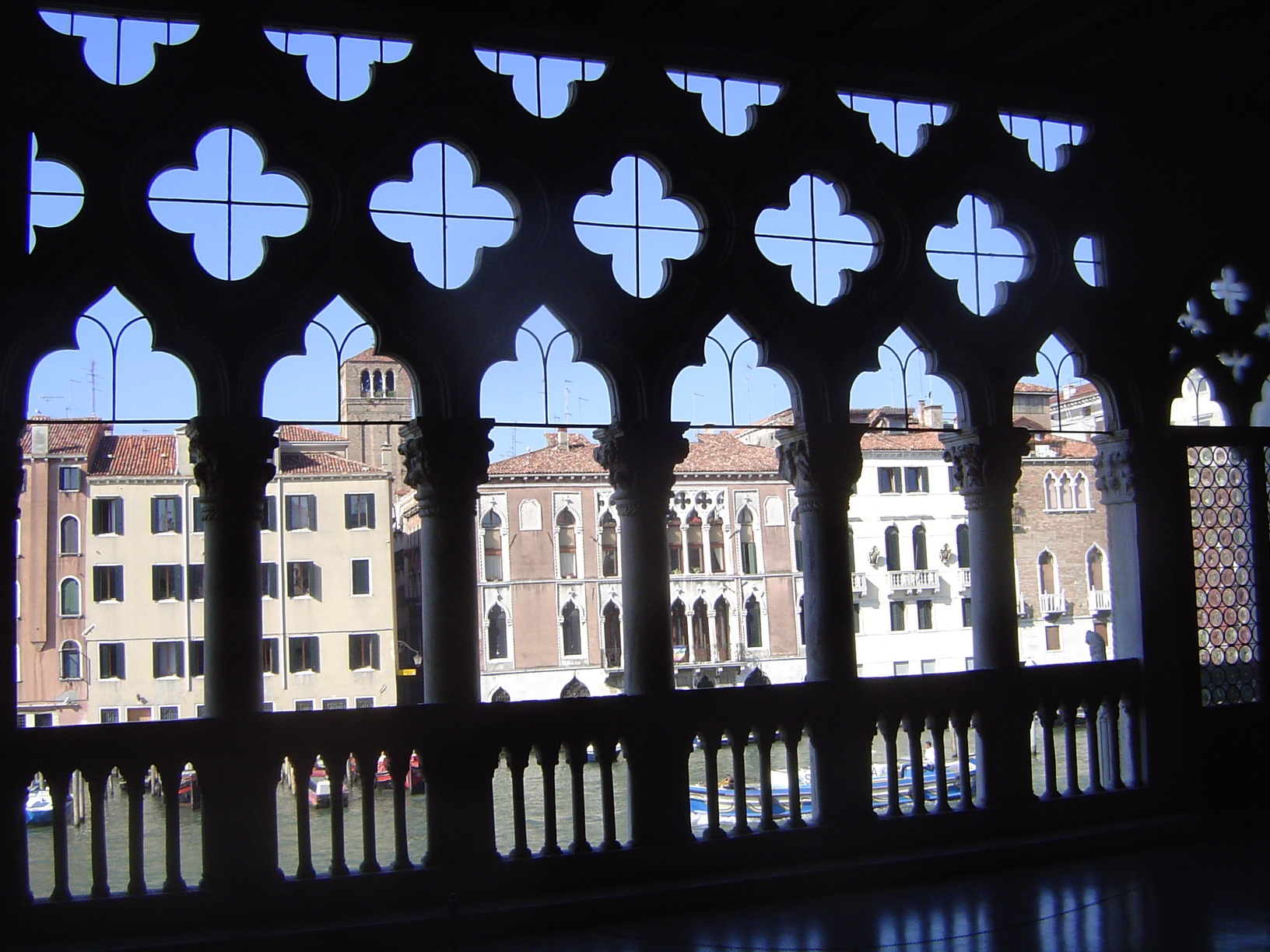 Looking from the piano nobile through the arcade to the canal and, across it, the Palazzo Brandolin—a neighbor, so to speak.