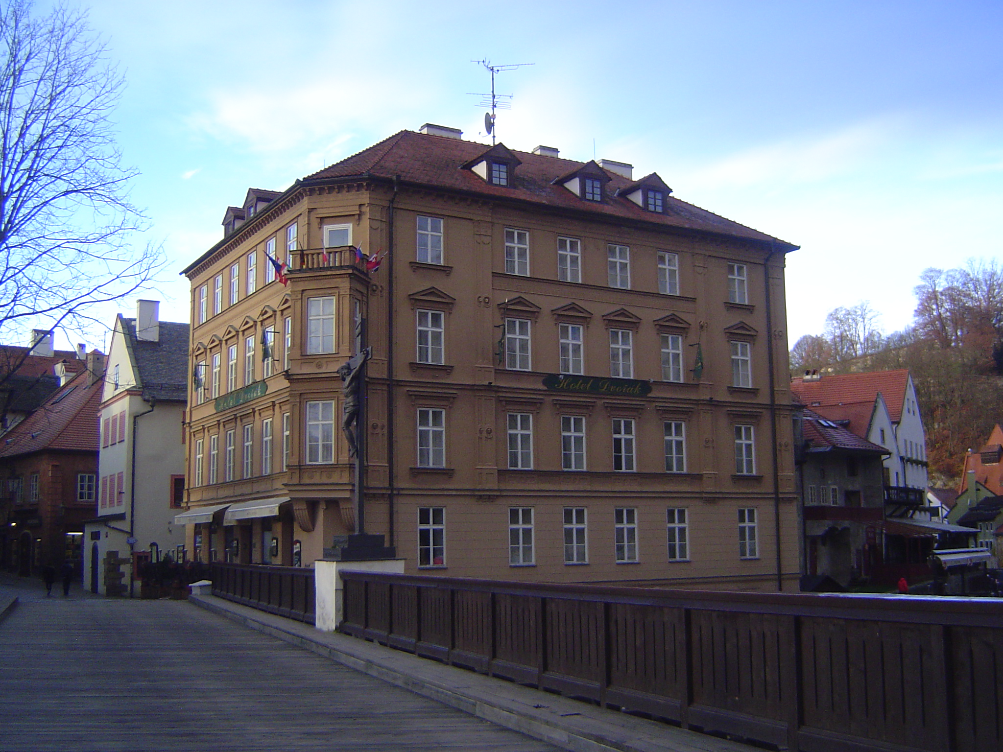 A hotel from the era of the town-square savings bank. Hitler, who came this way on his 1938 visit, had plans to build a modern thoroughfare