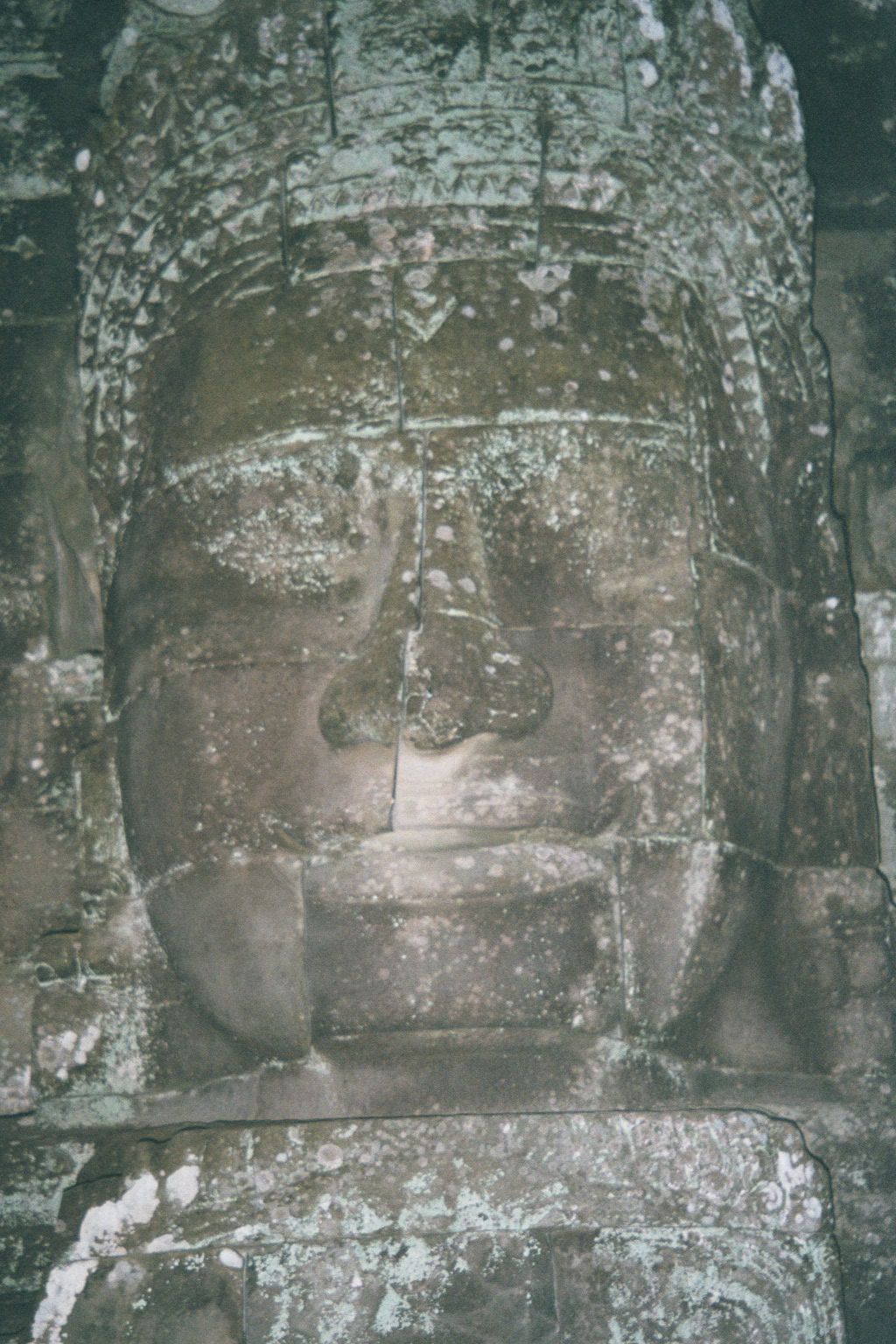 Many of the faces are worn away or demolished; here, one of the more intact ones.
